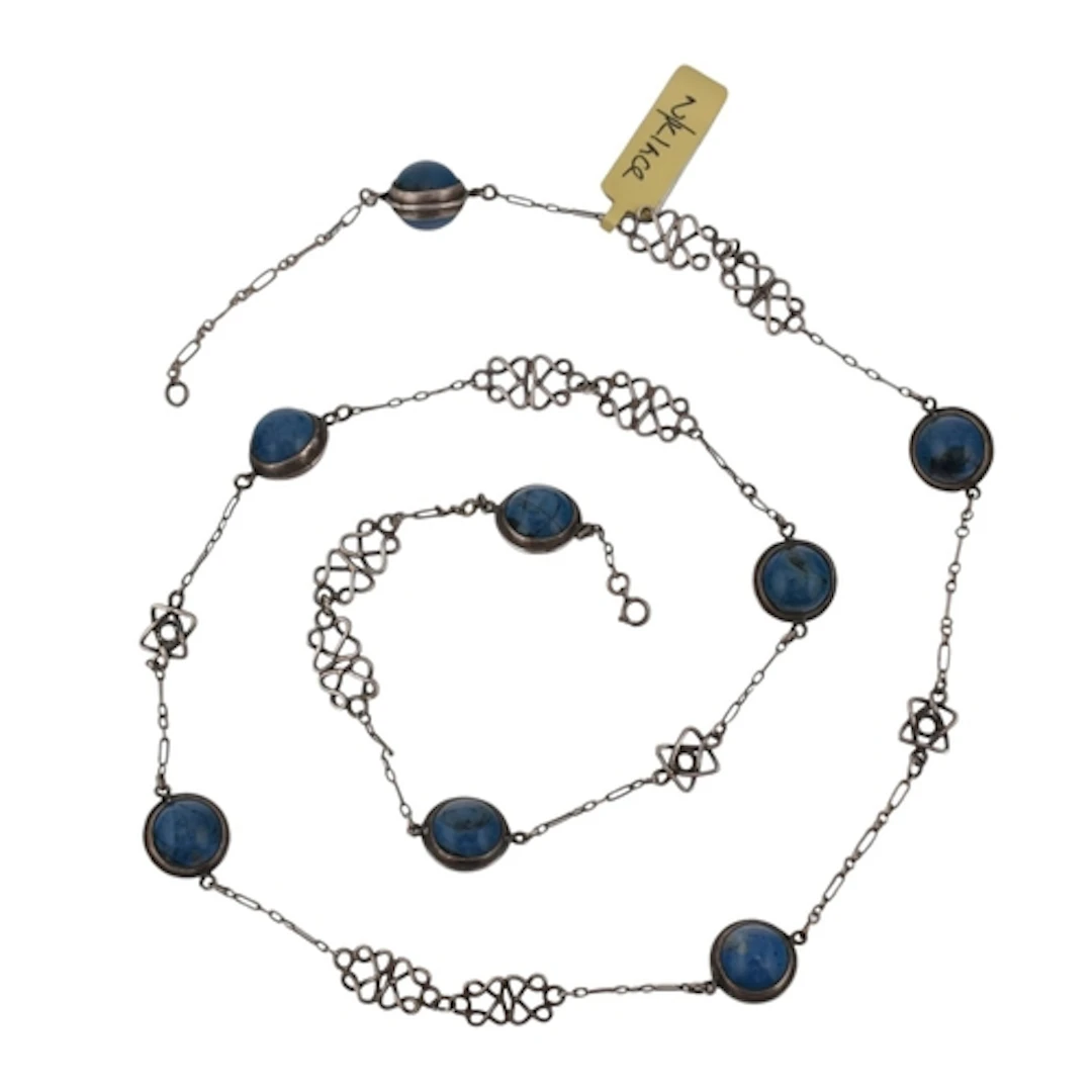 A silver and simulated lapis lazuli Arts and Crafts style ne...