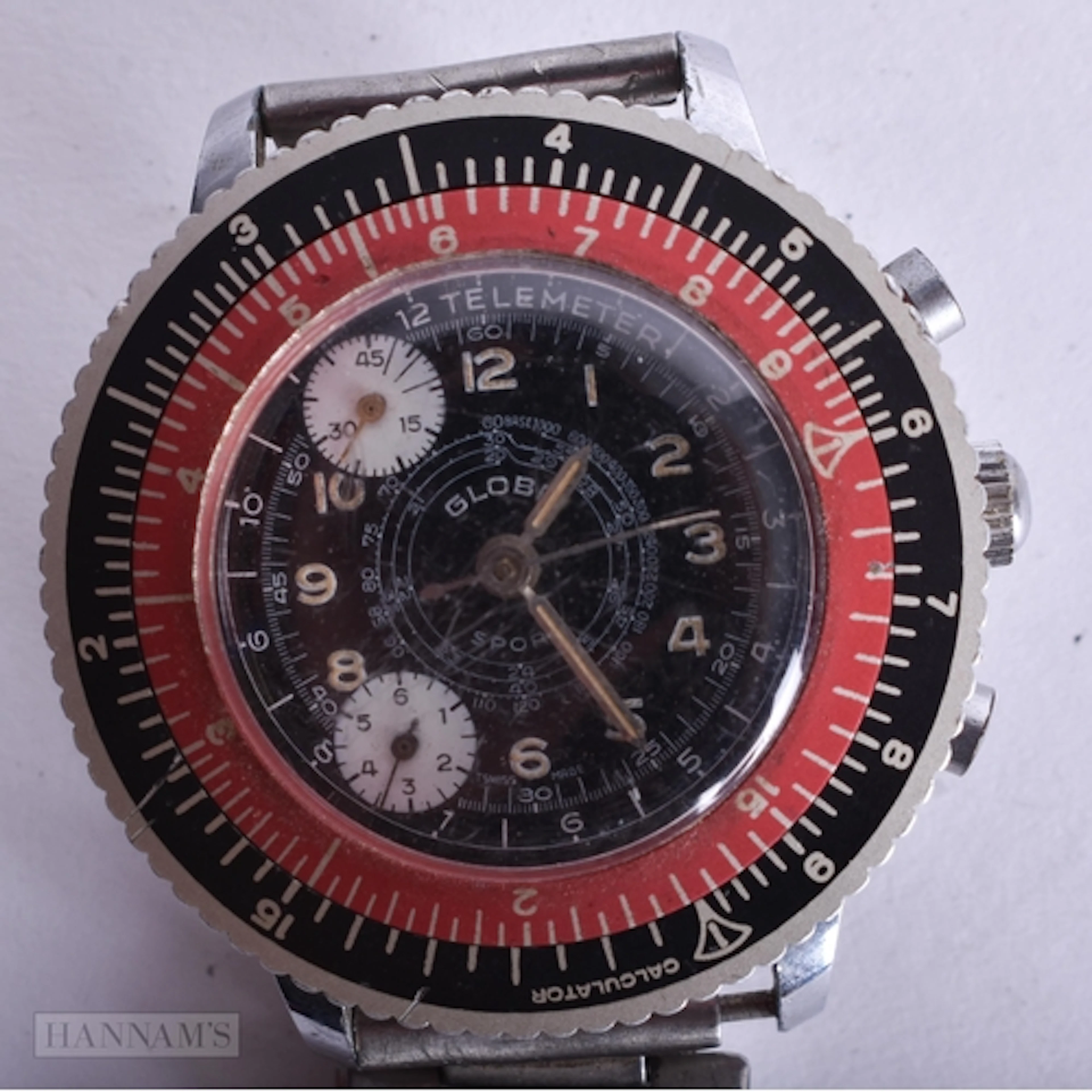 A Vintage Globa Sport Chronograph Watch. 4cm incl crown. N...