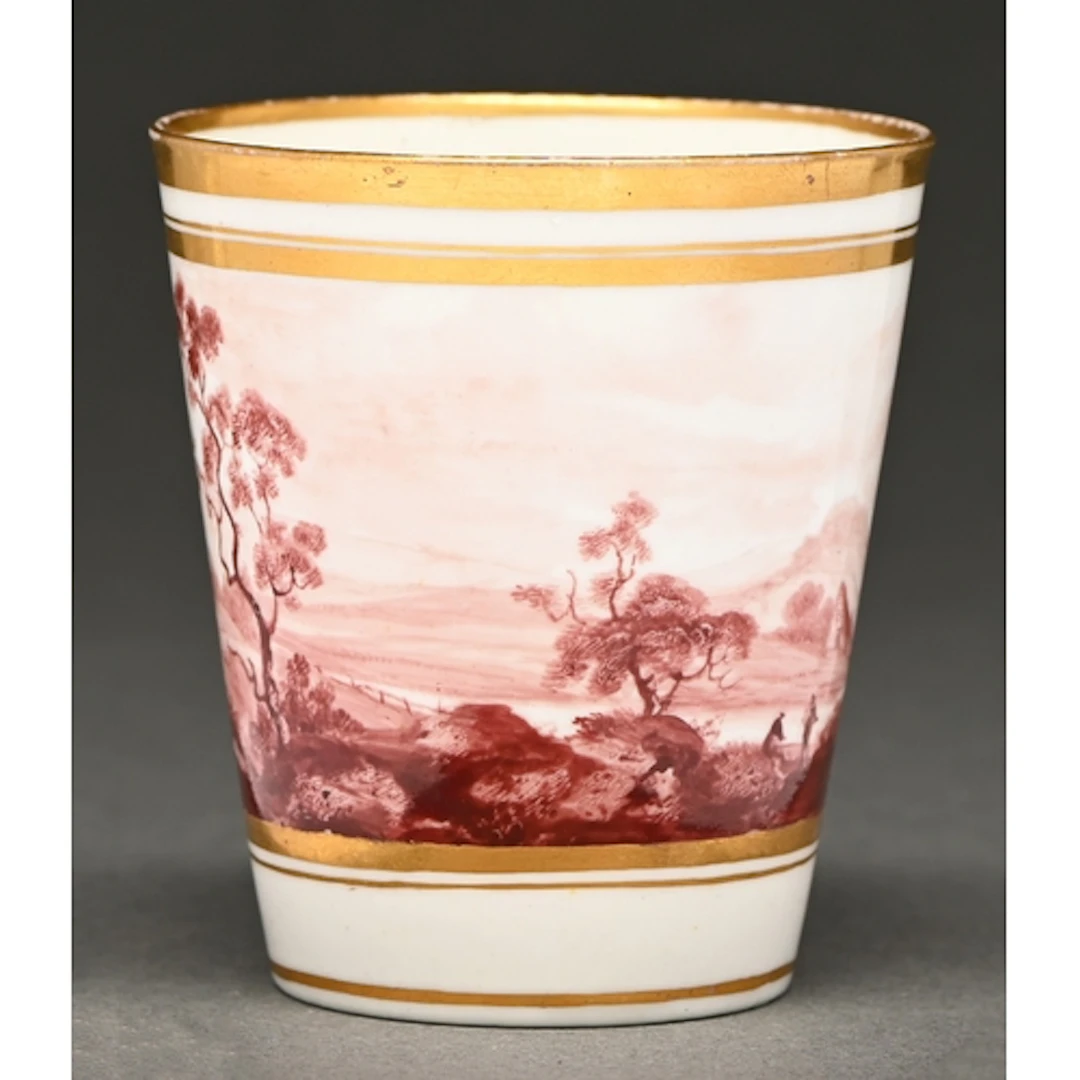 A fine Pinxton beaker, c1800, painted with a continuous land...