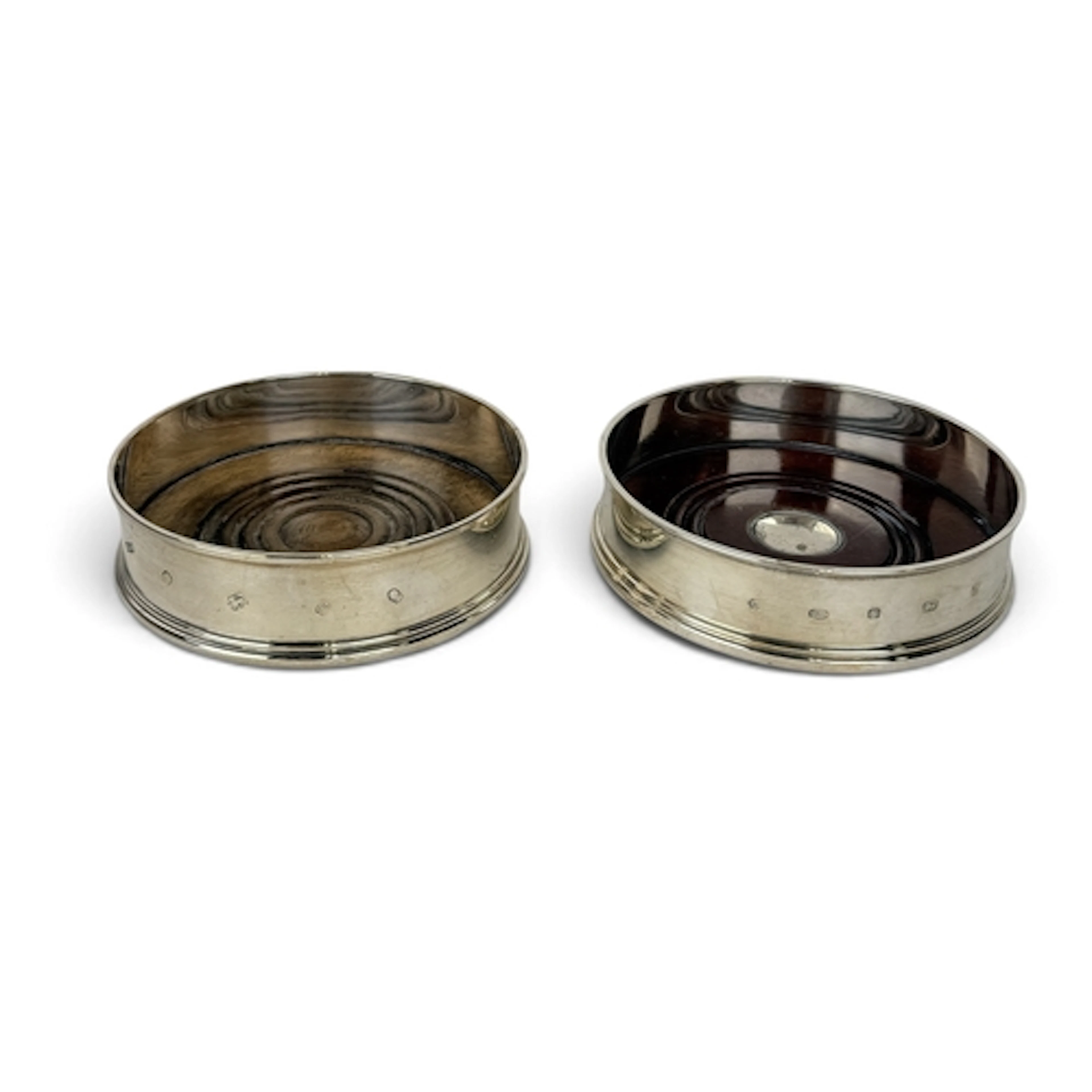 TWO REPRODUCTION GEORGE III STYLE SILVER SILVER WINE COASTER...