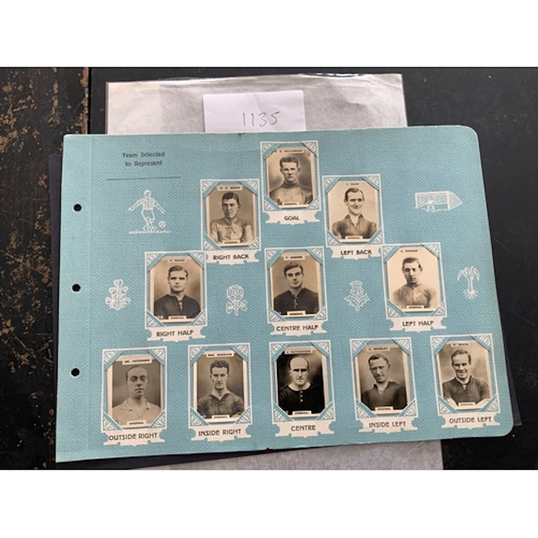 Arsenal Pinnace Football Cards: Full team set up in the 2-3-...