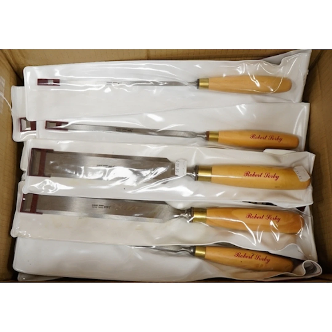 Two sets of Robert Sorby individually packed woodworking gou...