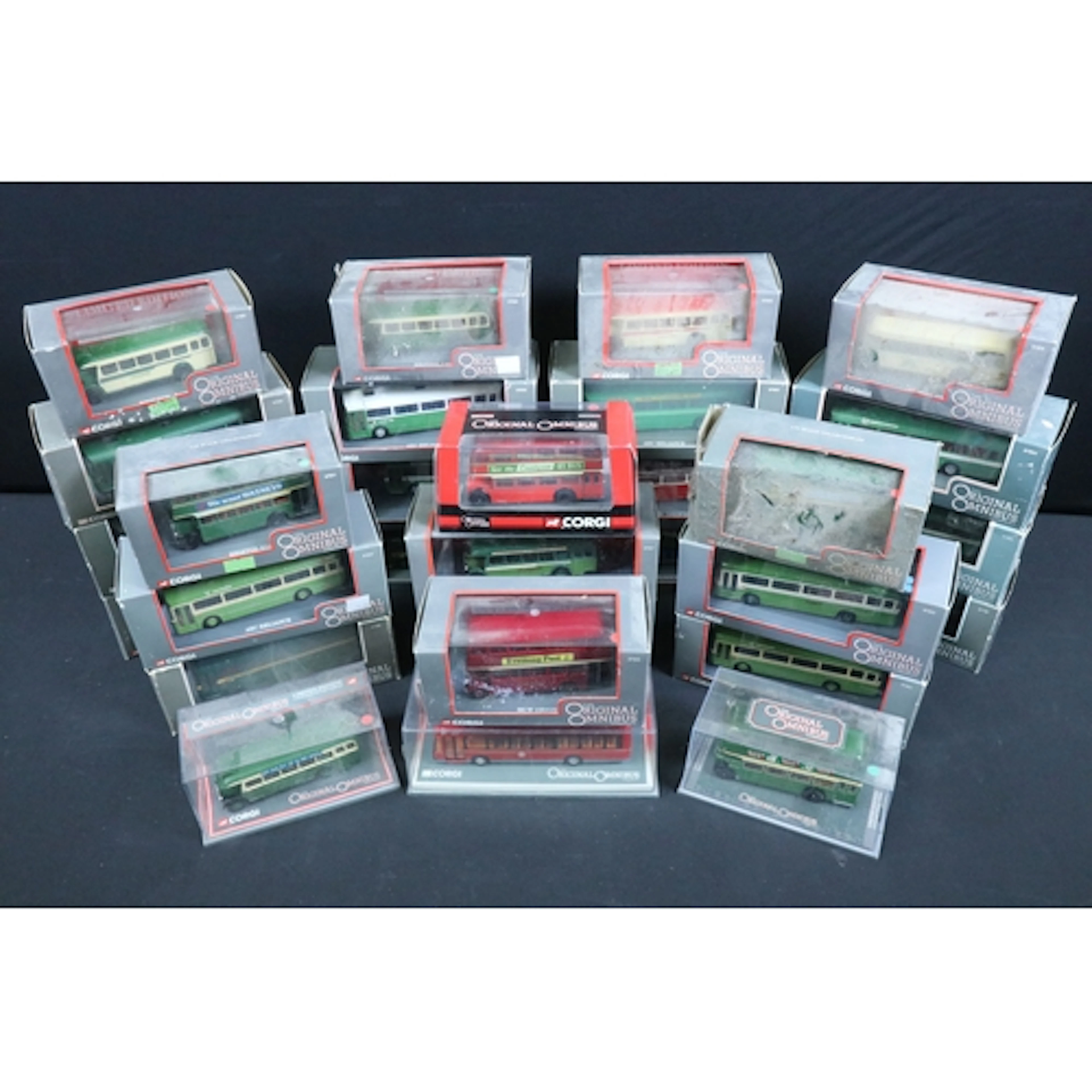 28 Boxed / cased Corgi Original Omnibus diecast model buses...