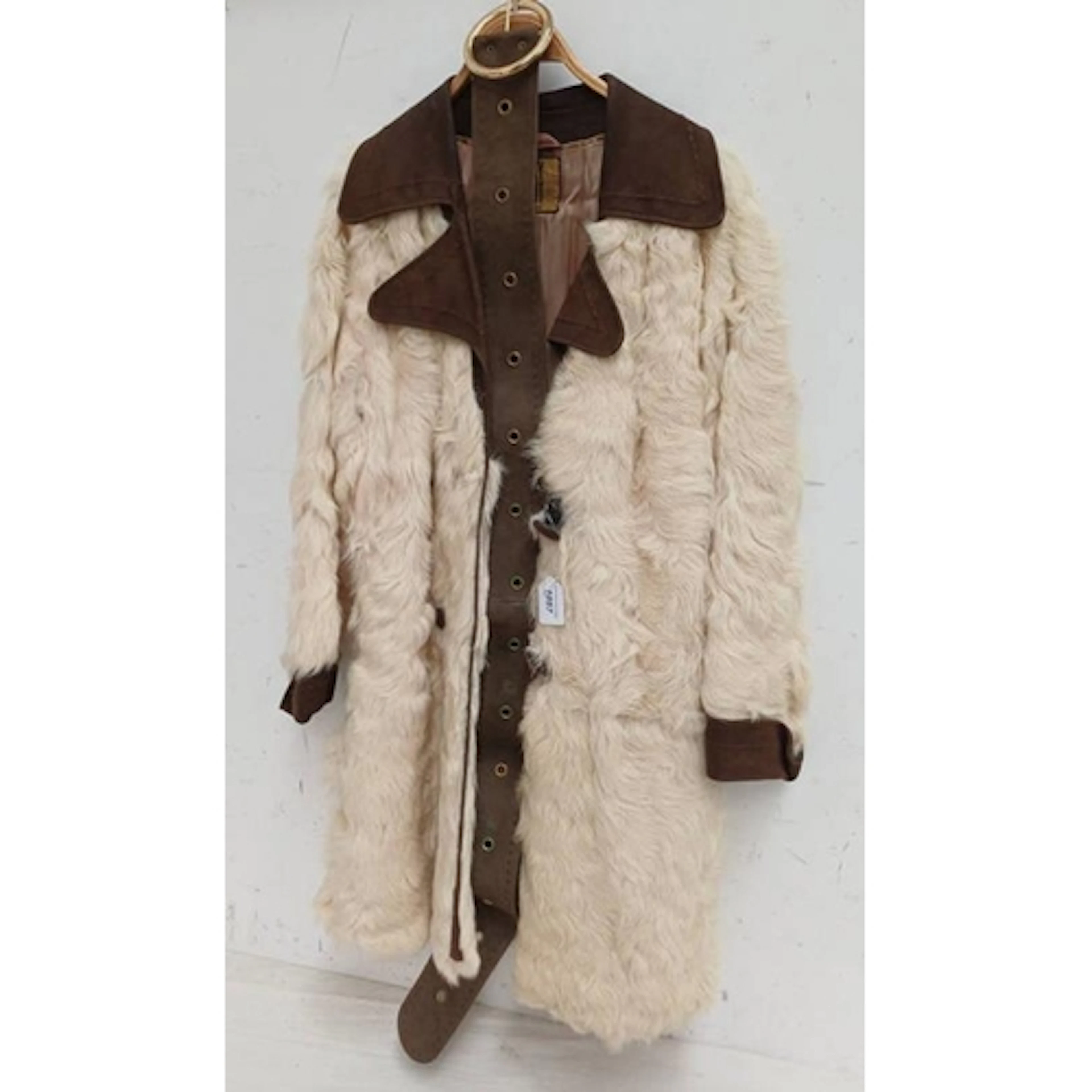 MARY QUANT LONDON ANIMAL FUR COAT WITH BELT