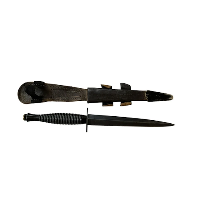 An FS fighting knife of conventional form, the cross piece s...