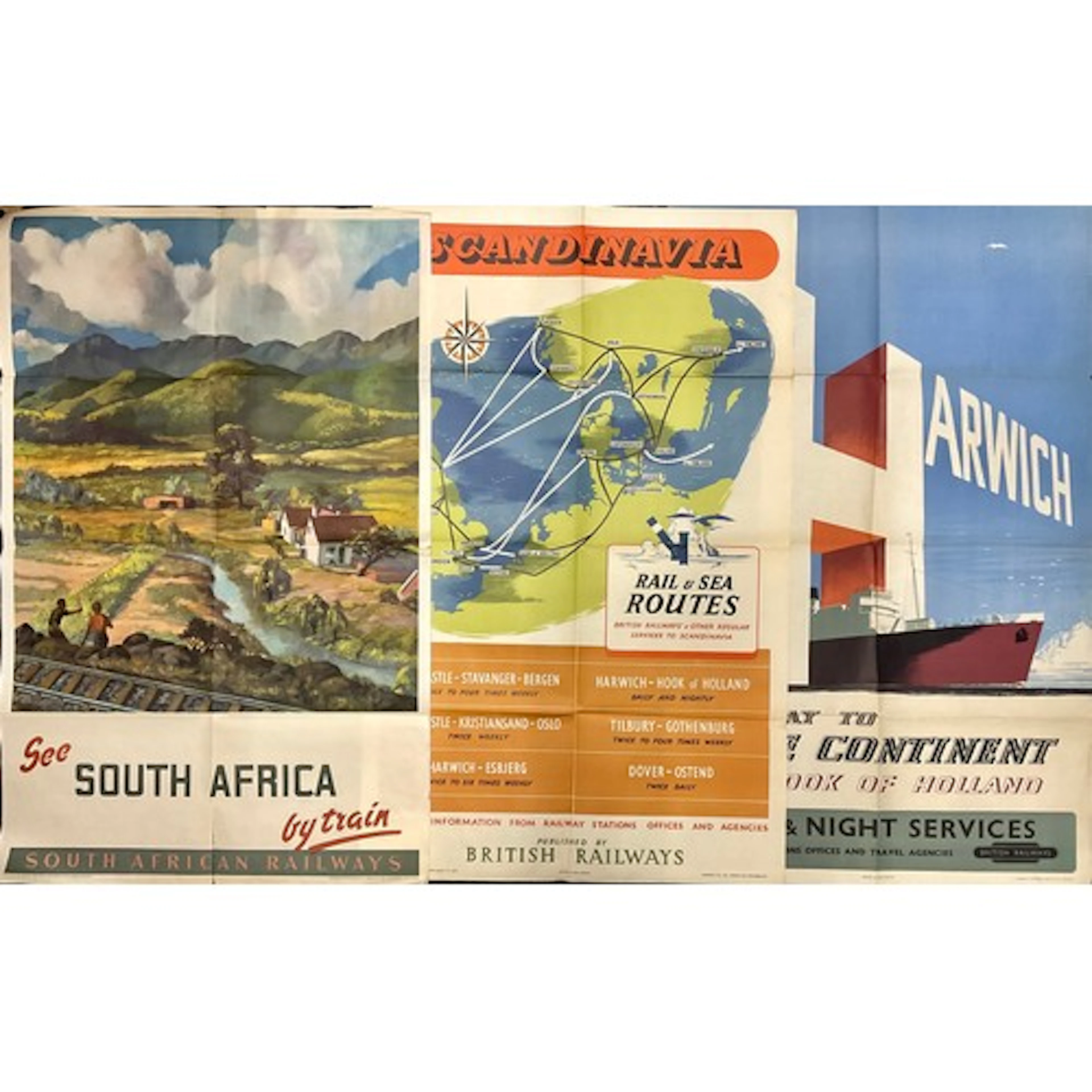 Railway Interest - a British Railways travel poster, Harwich...