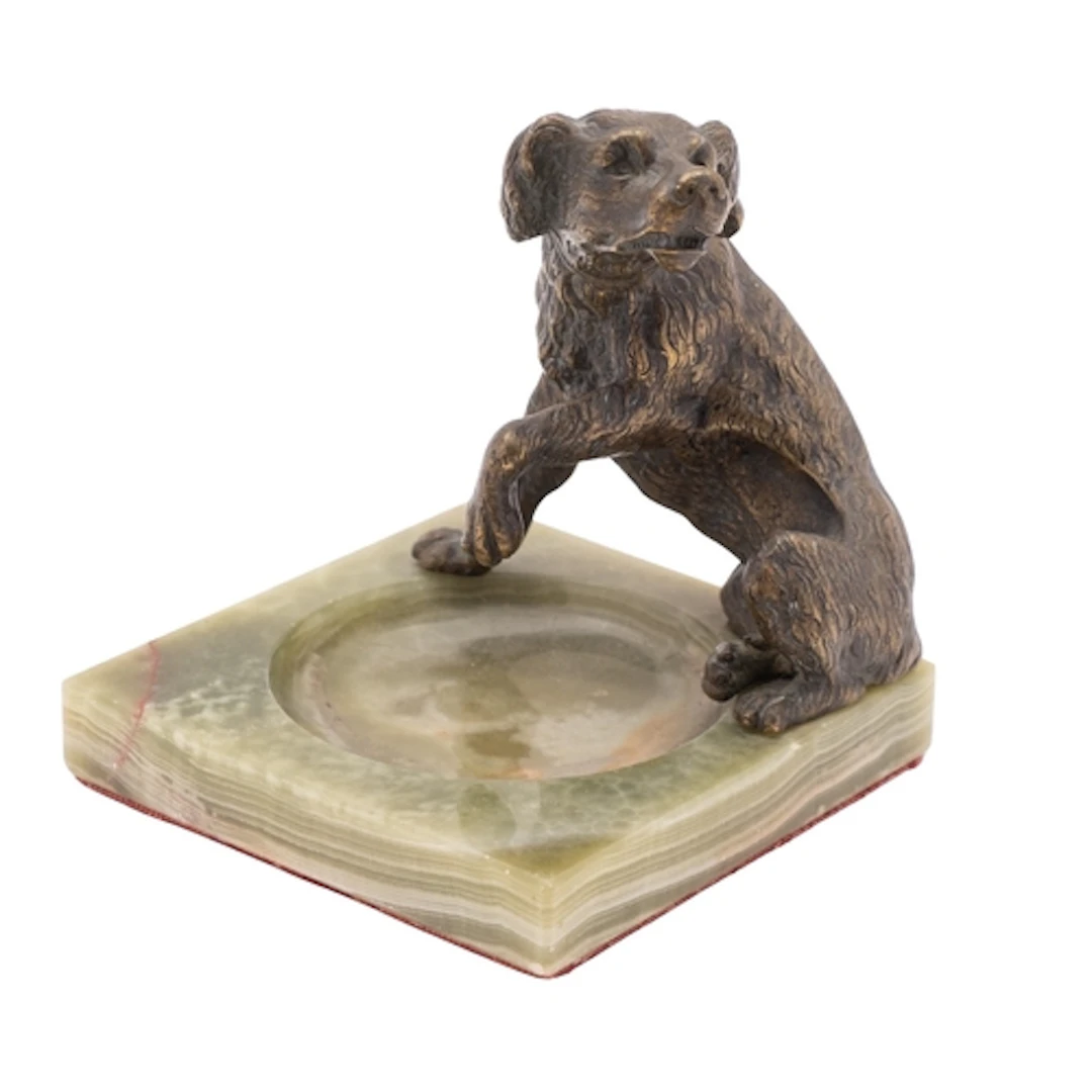 An Austrian bronze mounted onyx cendrier, early 20th century...
