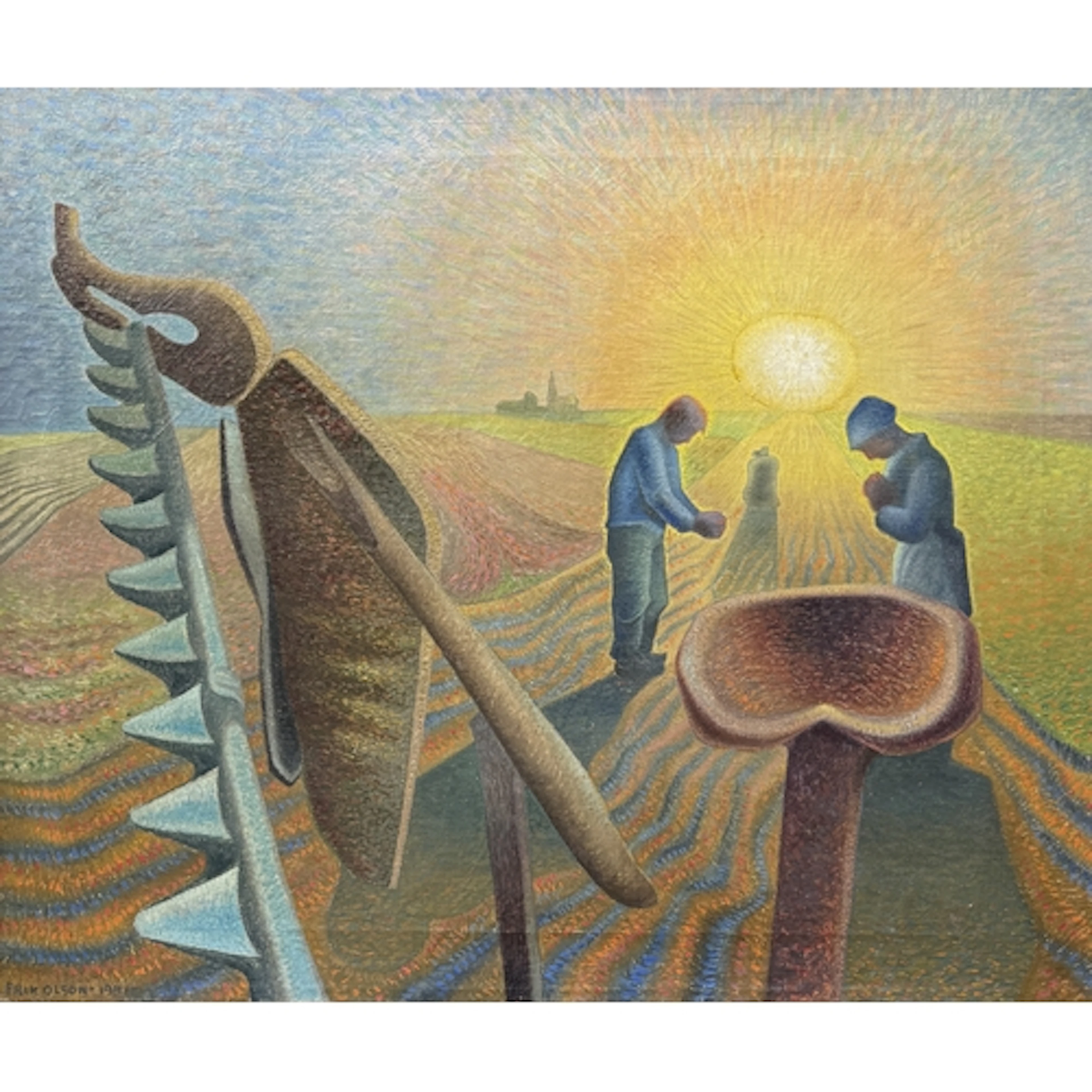 ERIK OLSON (SWEDISH 1901-1986): "L'ANGELUS", OIL ON CANVAS, ...
