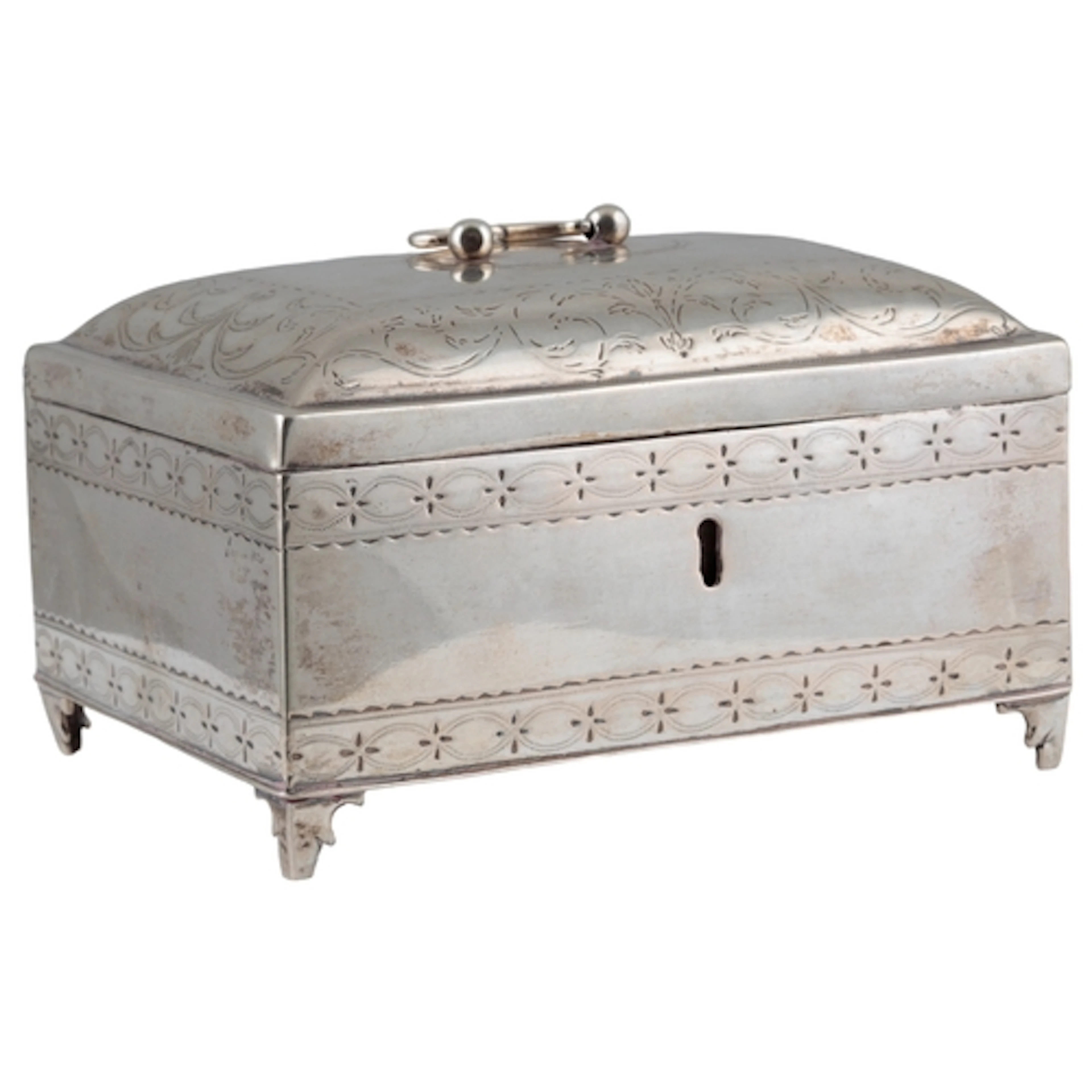A late 18th century German white metal mounted casket, by Ma...