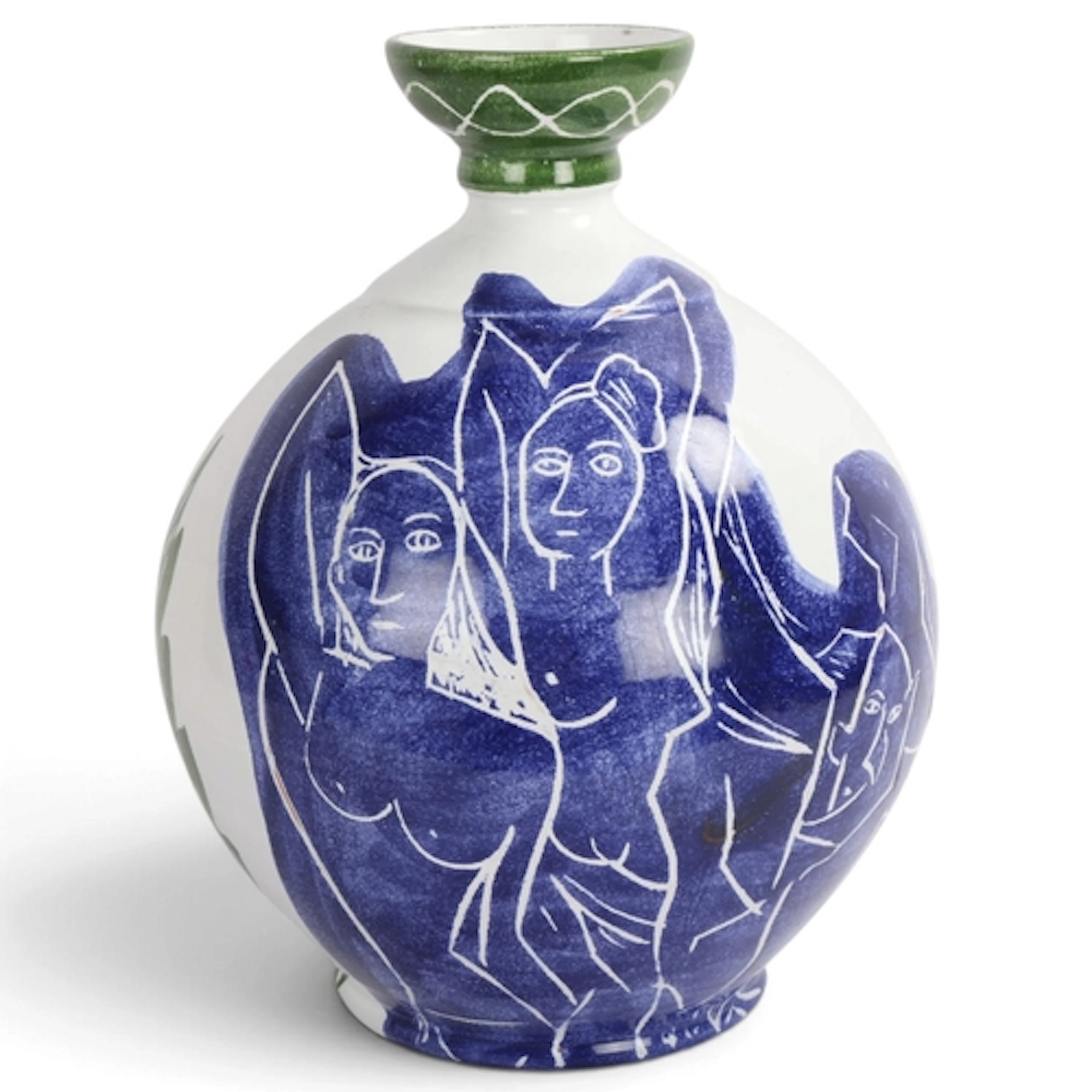 A large earthenware vase decorated in the manner of Picasso ...