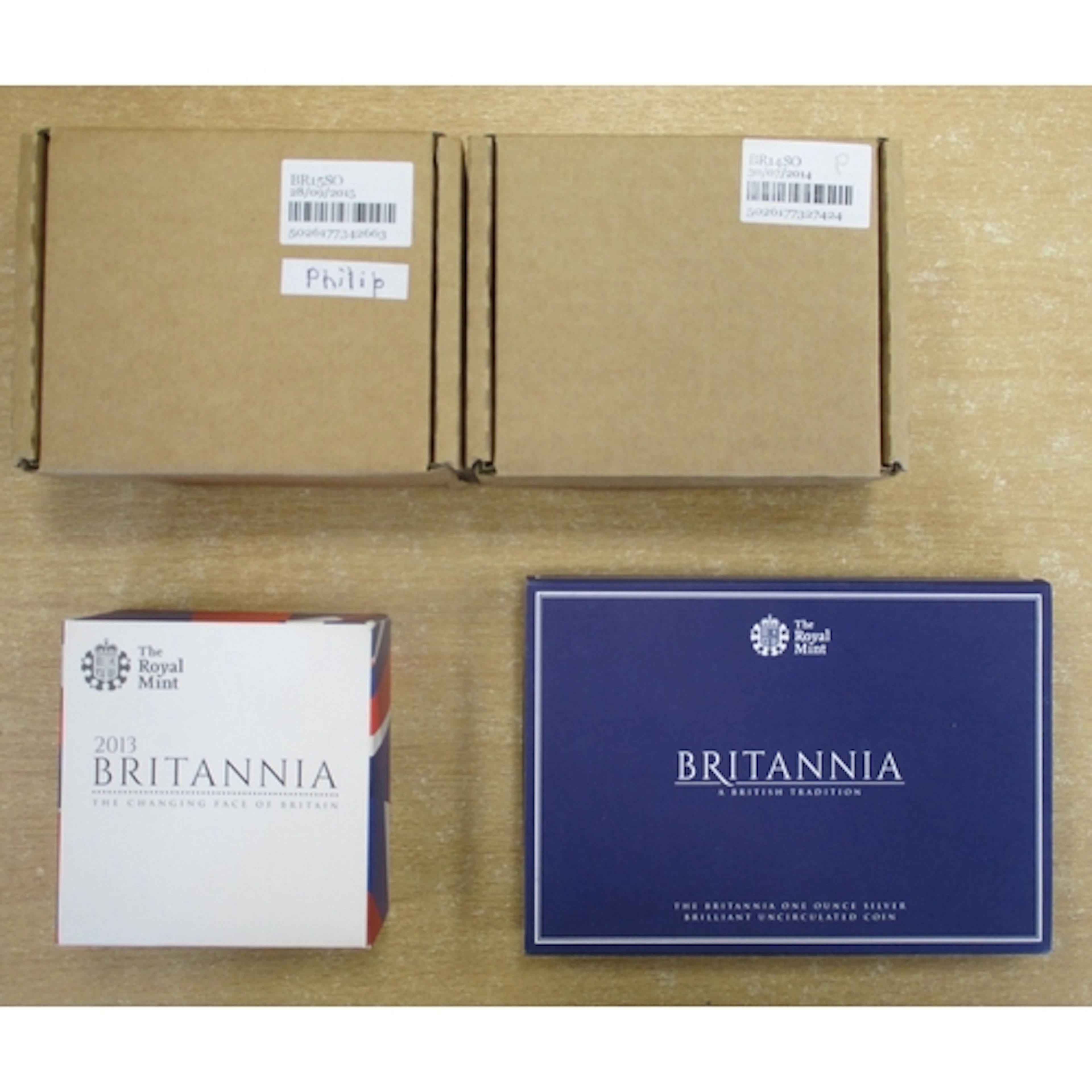 Collection of silver £2 Britannia issues includes 2013, 2014...