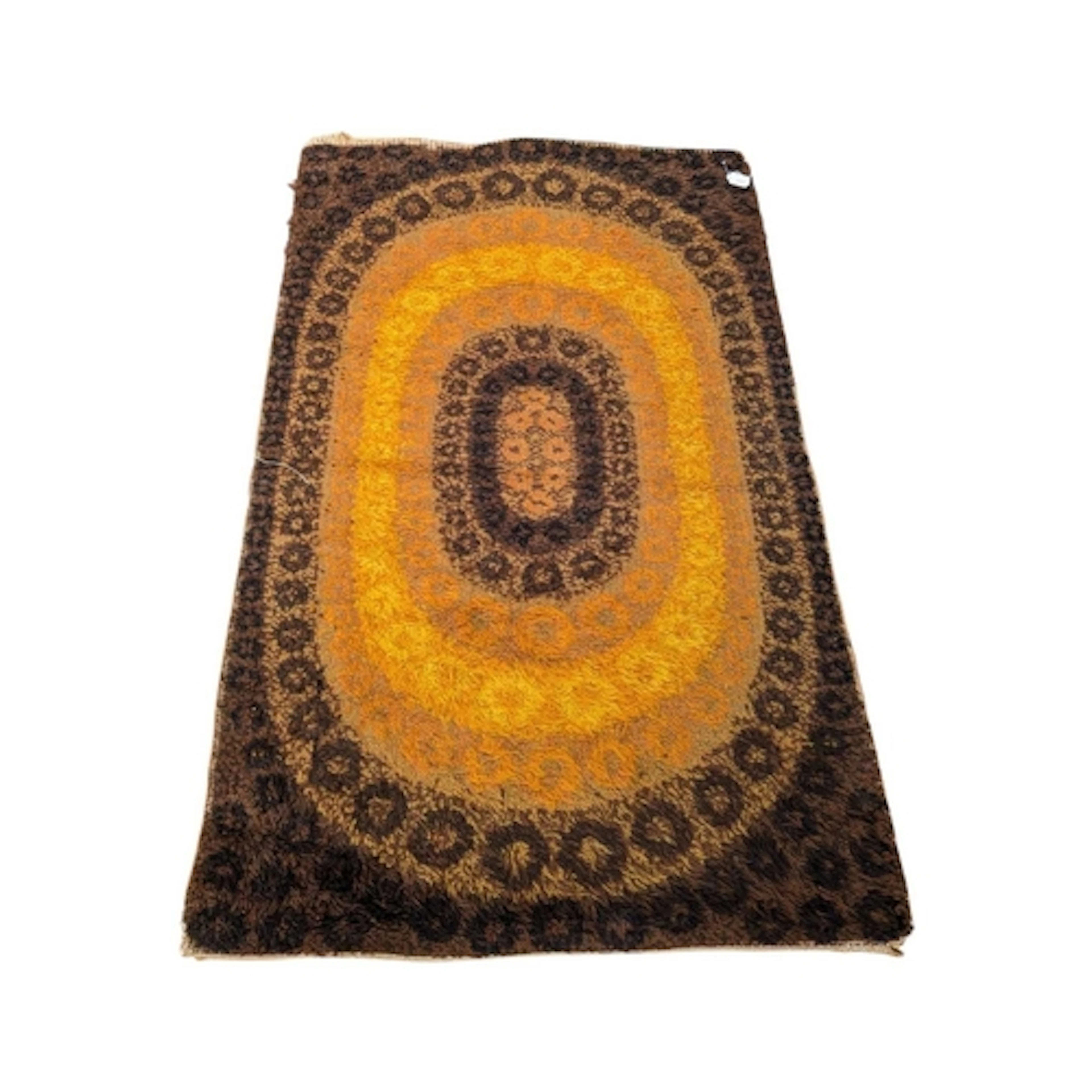 Vintage Swedish Rya rug. Of woollen construction being recta...
