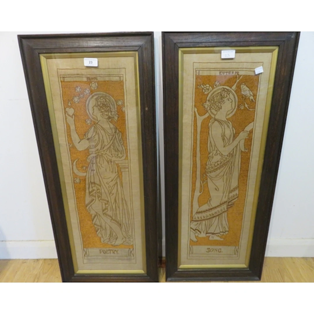 Denton Holme Girl's Guild, after Ellen Welby, two silk panel...