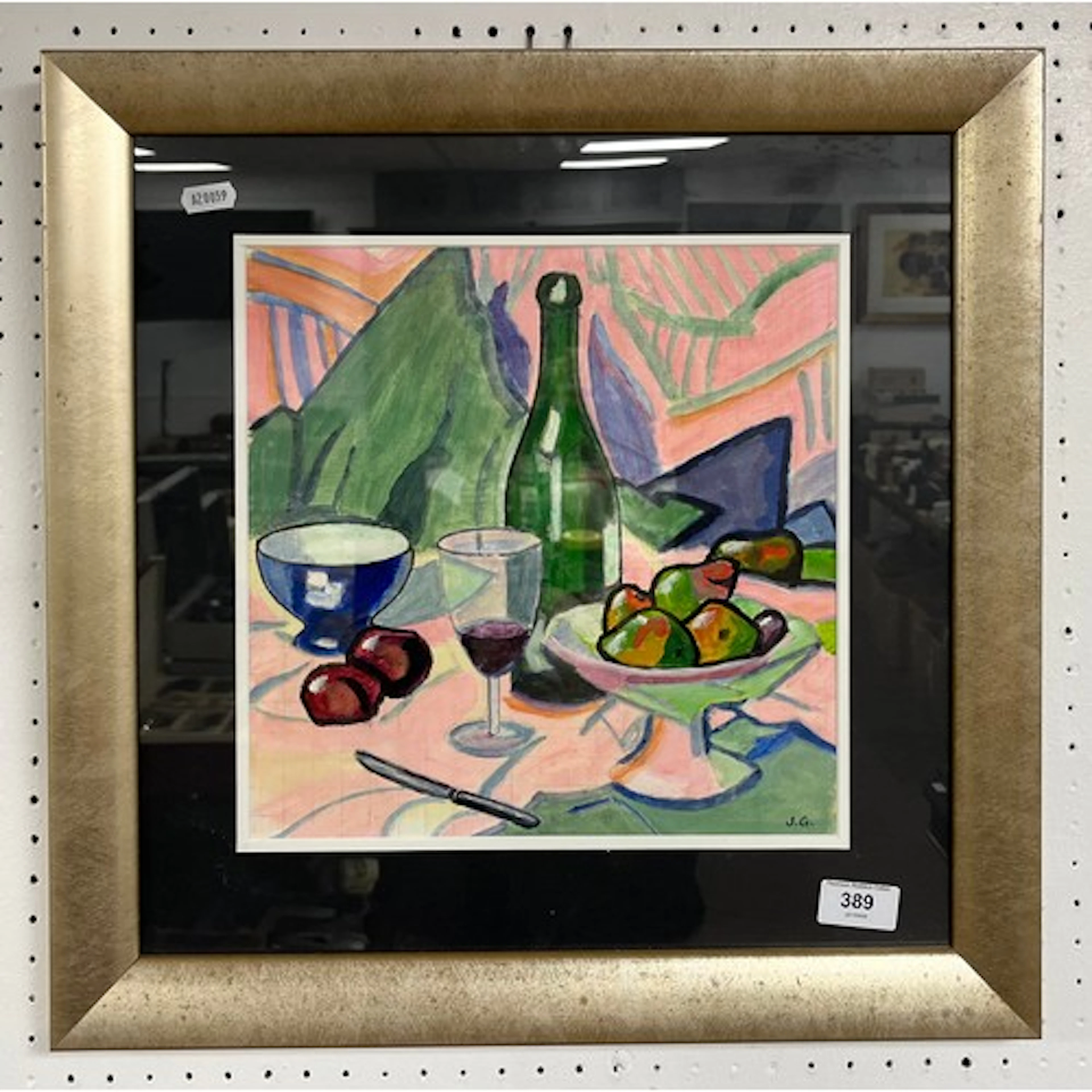 J. G., Still life of a dining room table, Oil, Marked lower ...