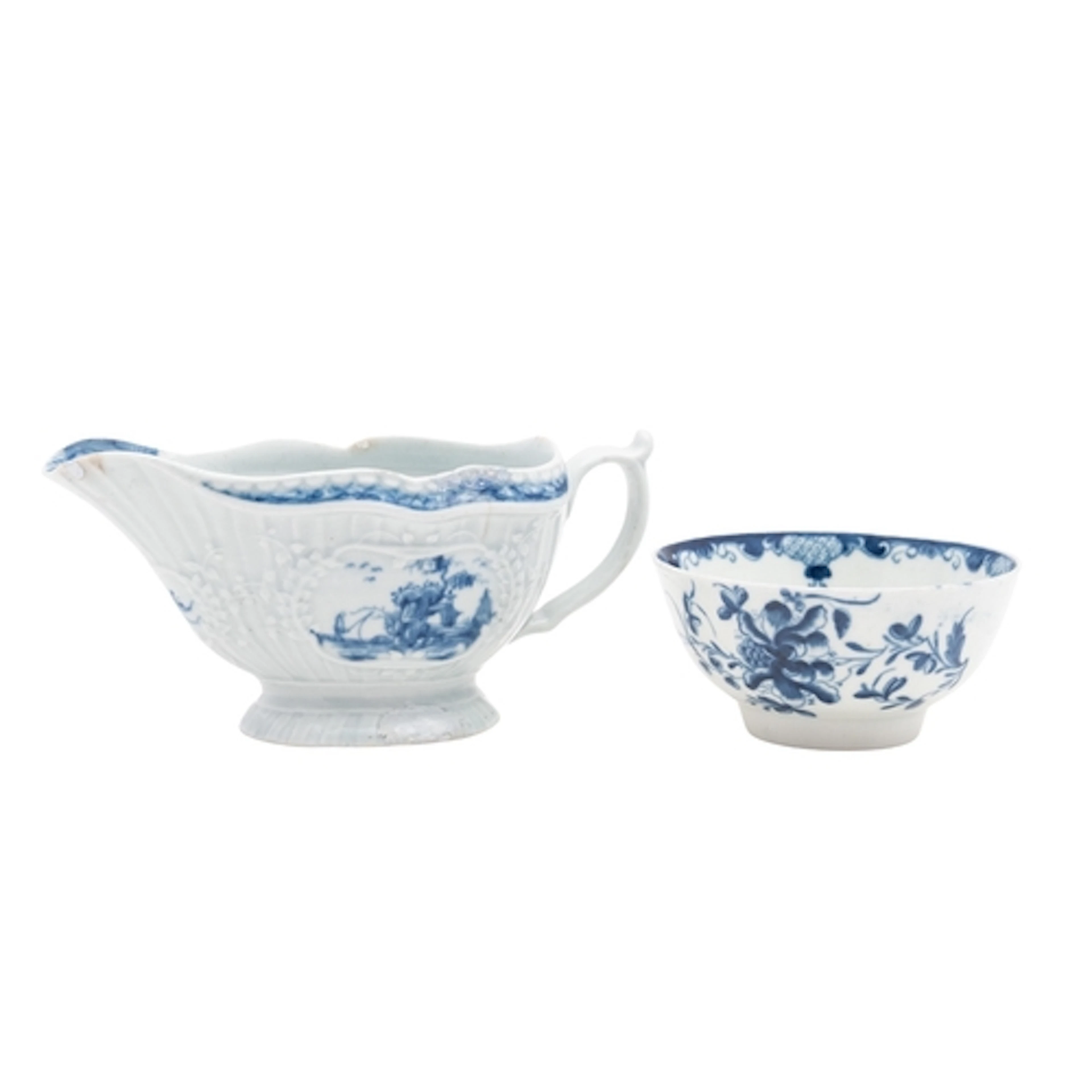 A small group of First Period Worcester and Caughley porcela...