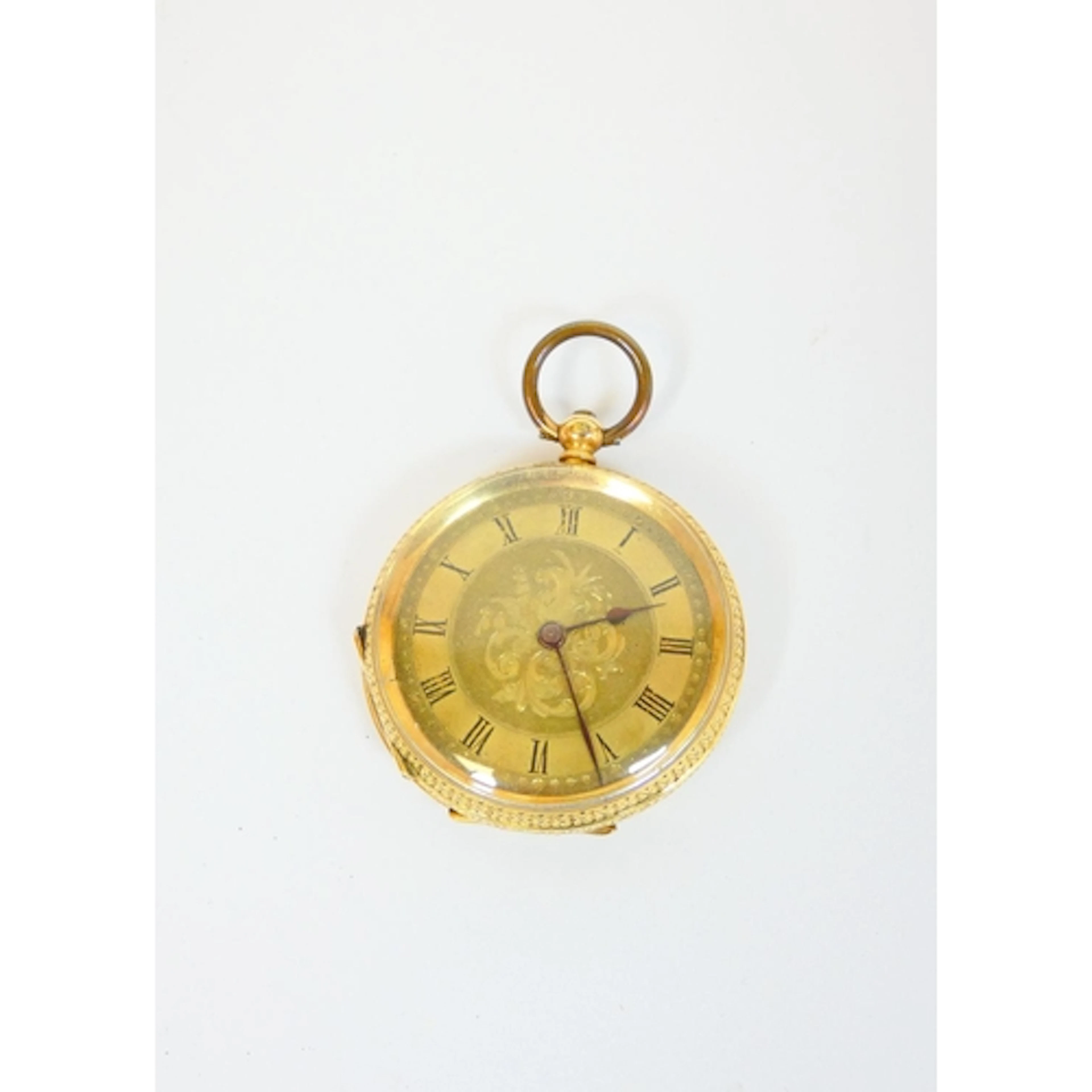 Geneva cylinder watch in gold open face case ‘K18’ 41mm, als...