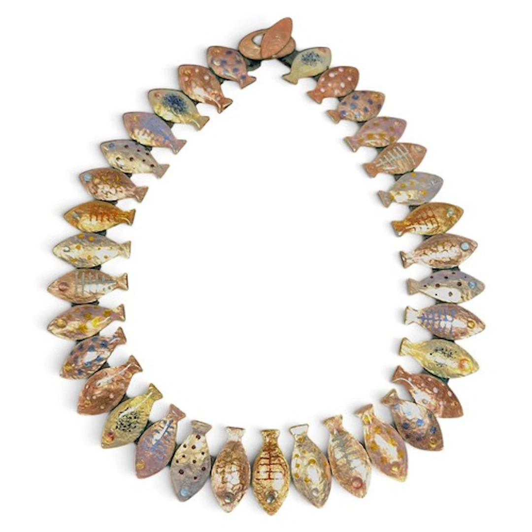 A retro 1960s/70s enamelled poisson (fish) link collar/choke...