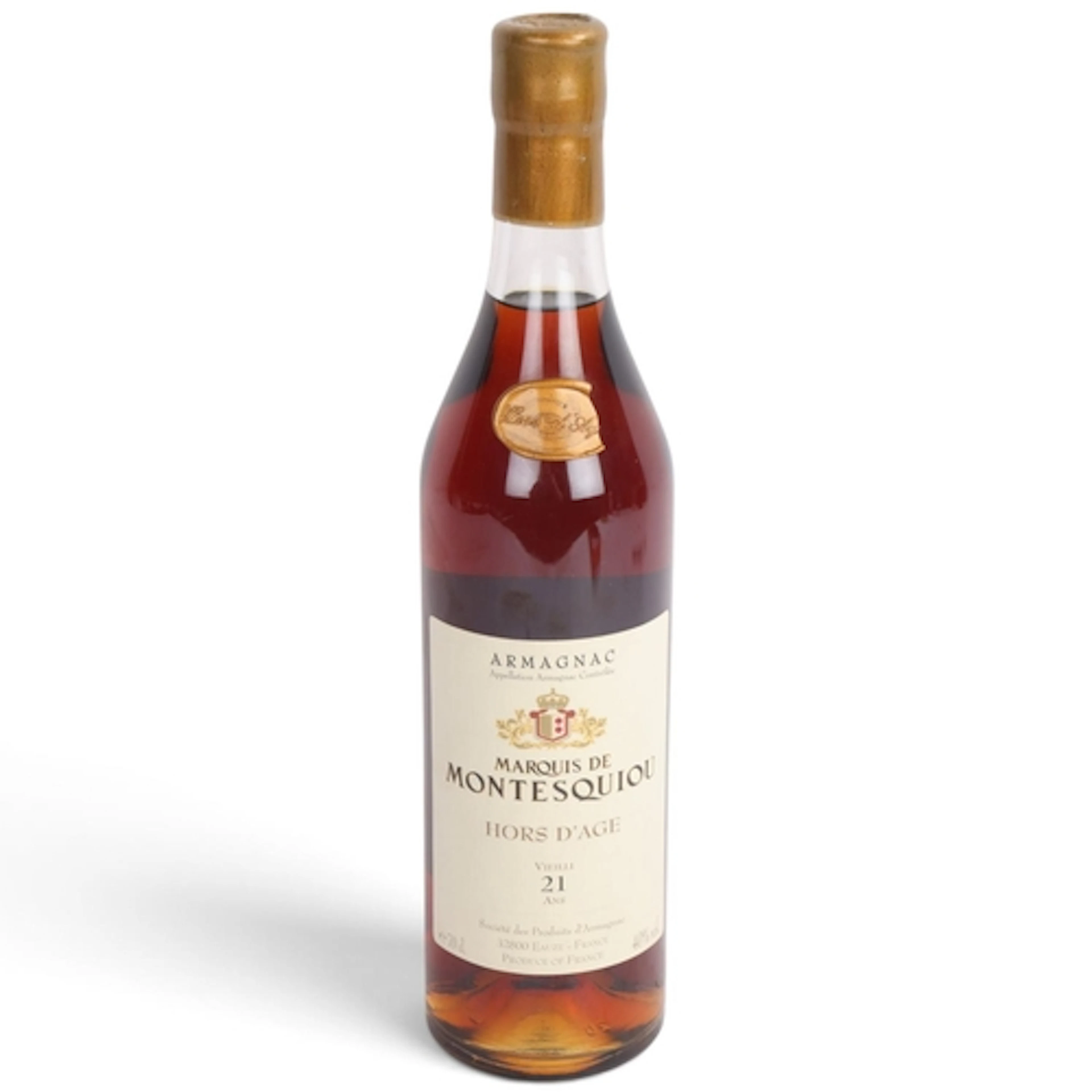 A bottle of Marquis de Montesquiou Hors d'Age 21yo armagnac,...