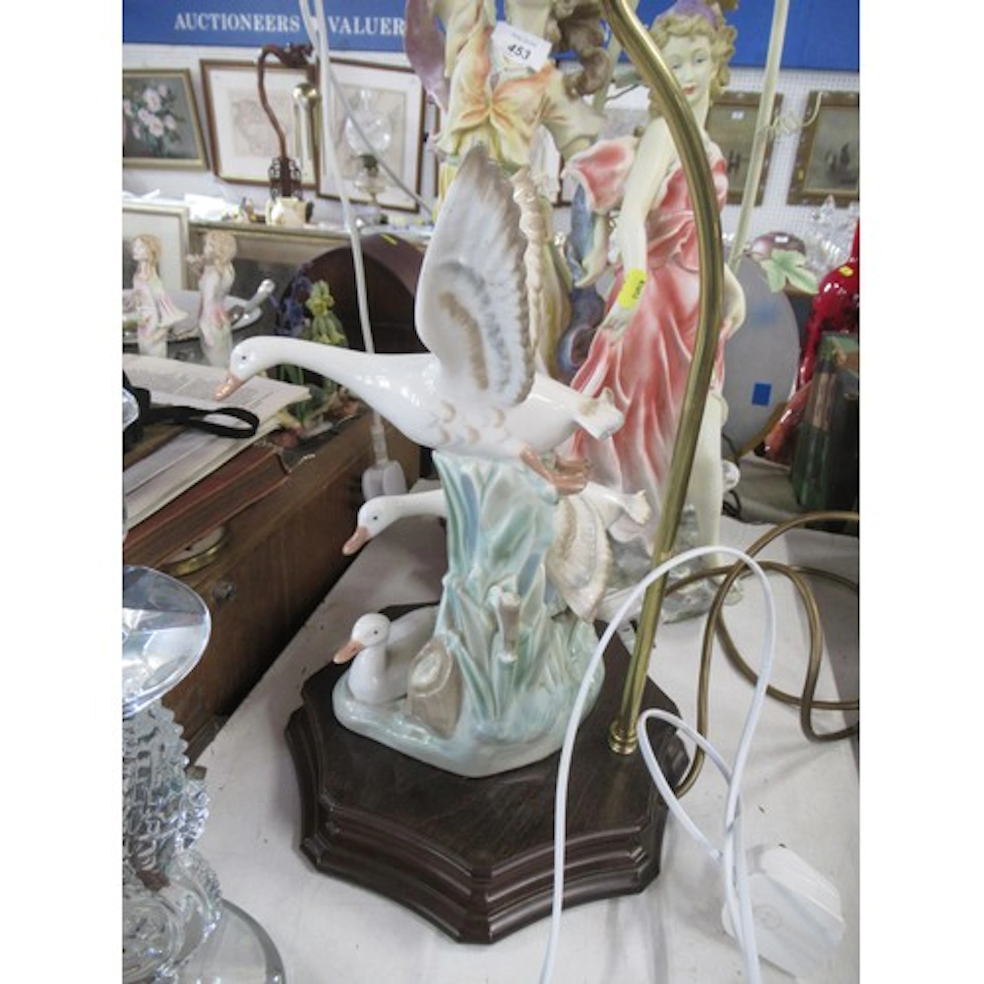 An Italian style table lamp, decorated with ladies , togethe...