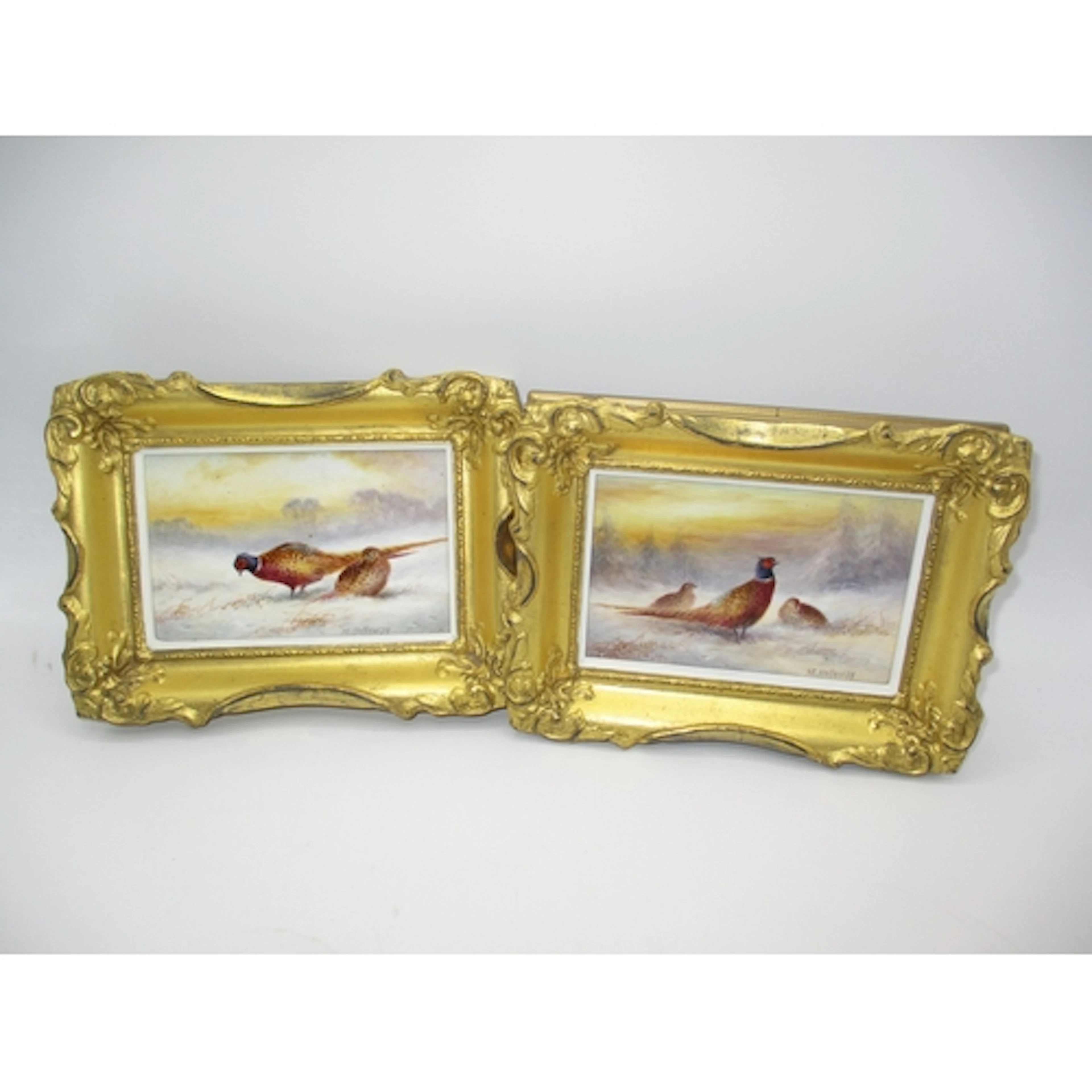 Pair of Bronte Fine Bone China Plaques Hand Painted with Phe...