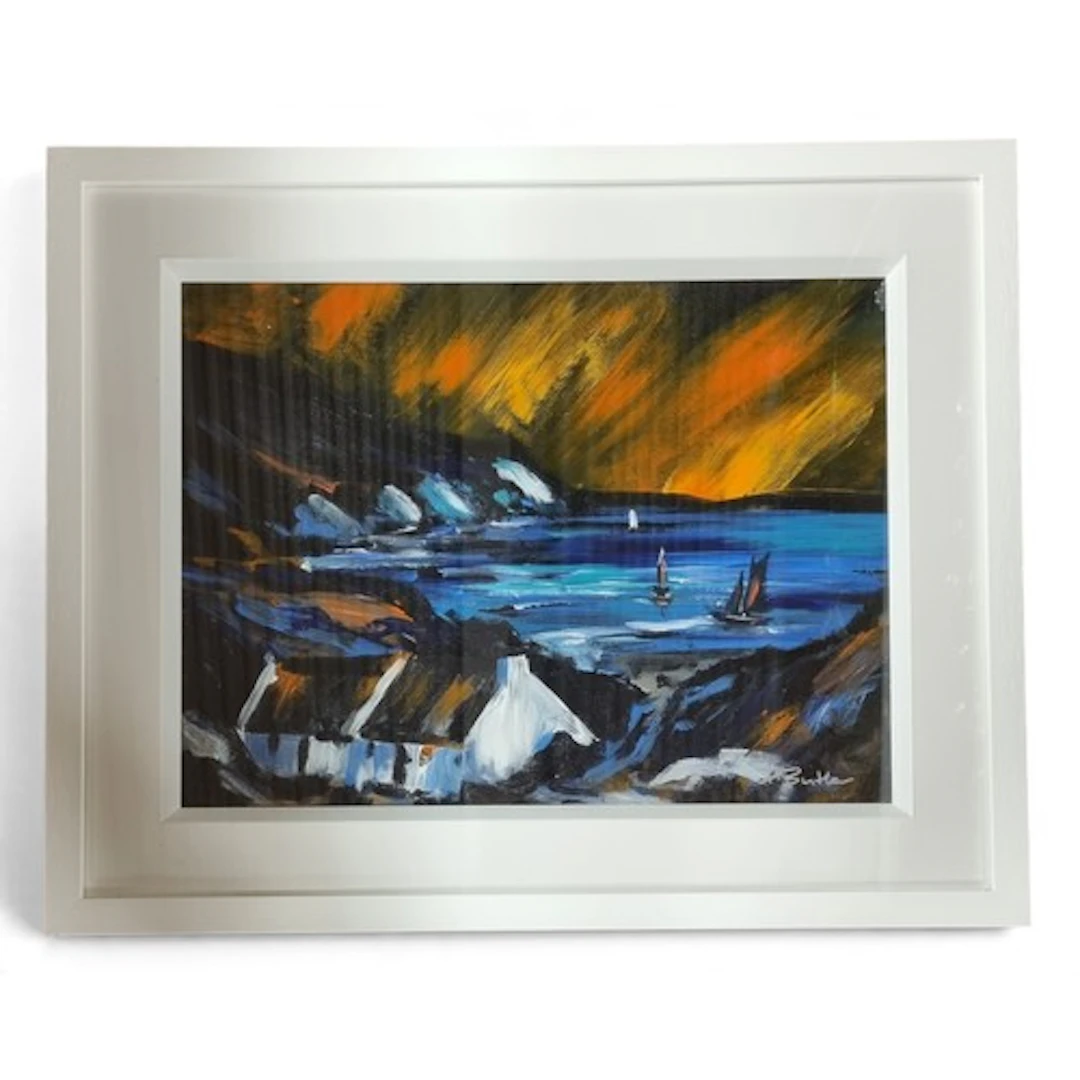 David Butler (Irish) 'Returning Home' Oil on Board of a trad...