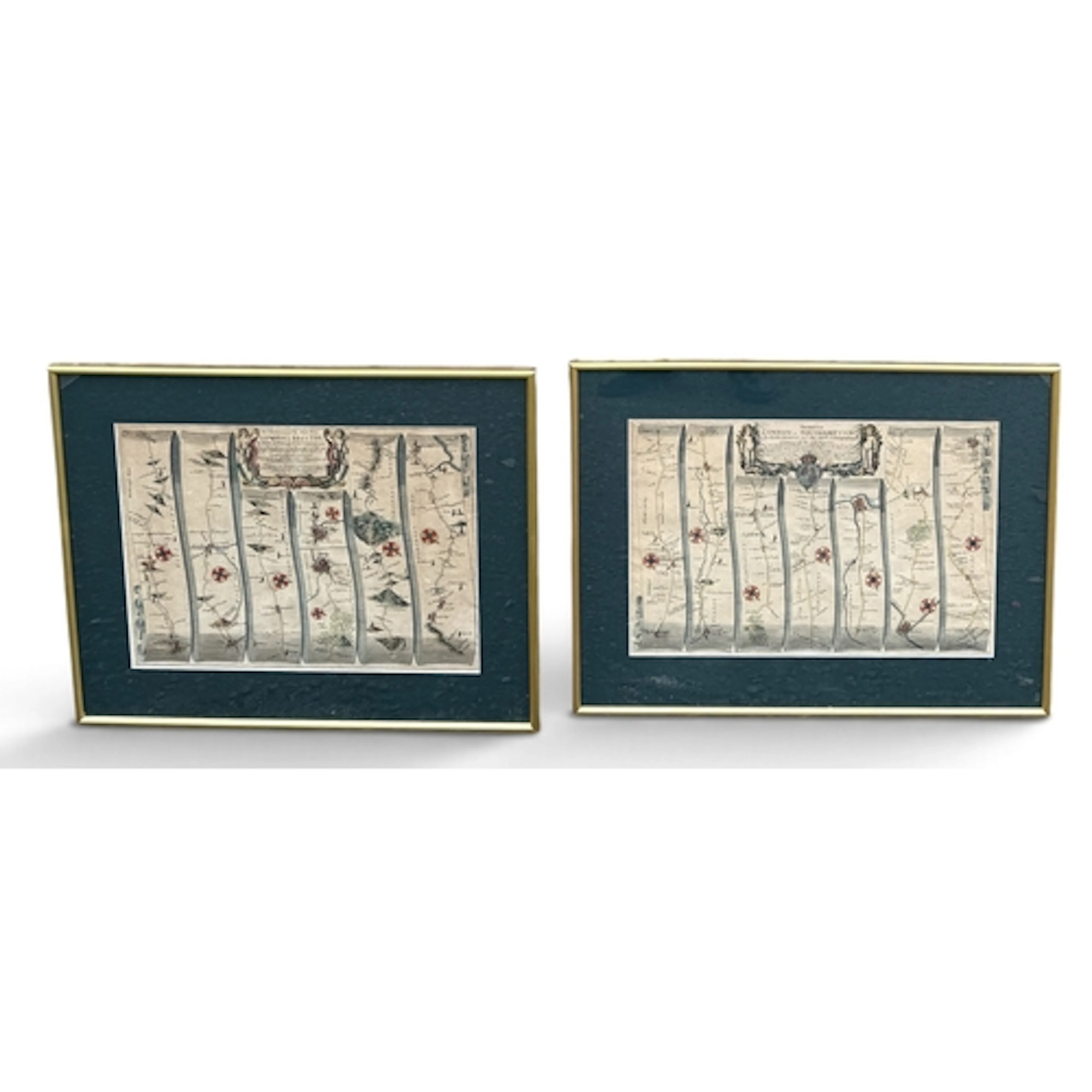 JOHN OGILBY: A PAIR OF MAPS, THE ROAD FROM LONDON TO SOUTHAM...