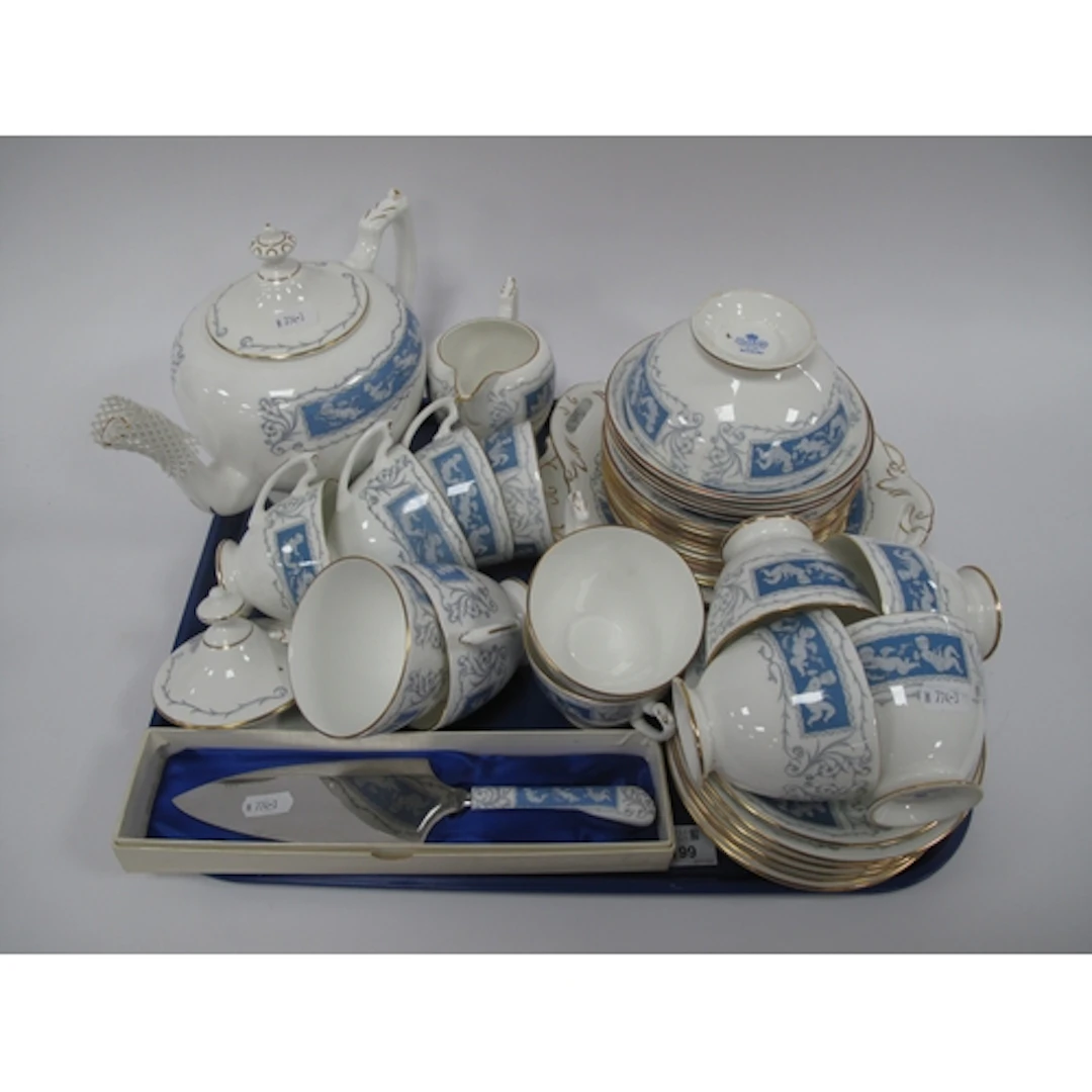 Coalport "Revelry" bone china tea service, decorated with bl...