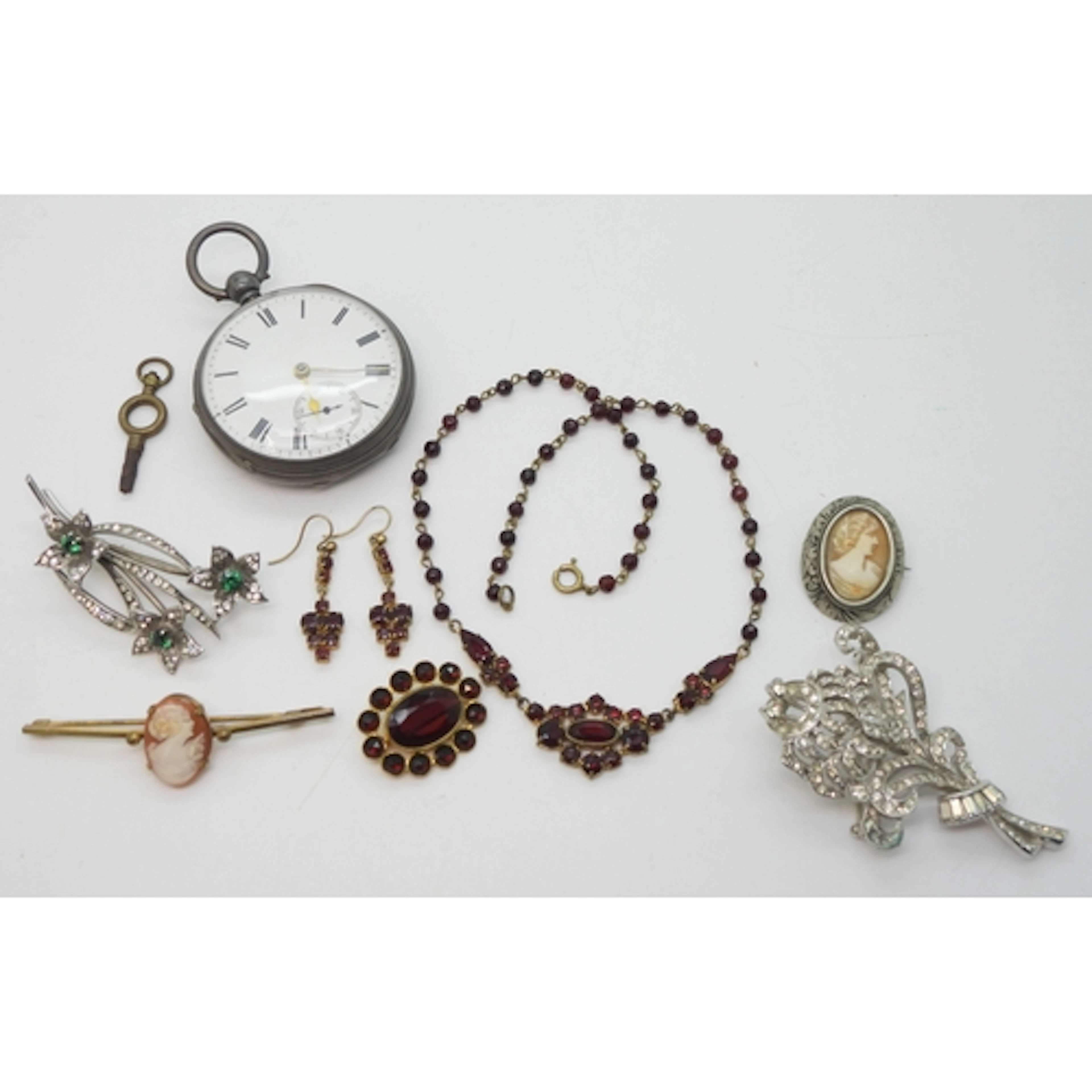 A silver open face pocket watch hallmarked Chester 1882, a s...