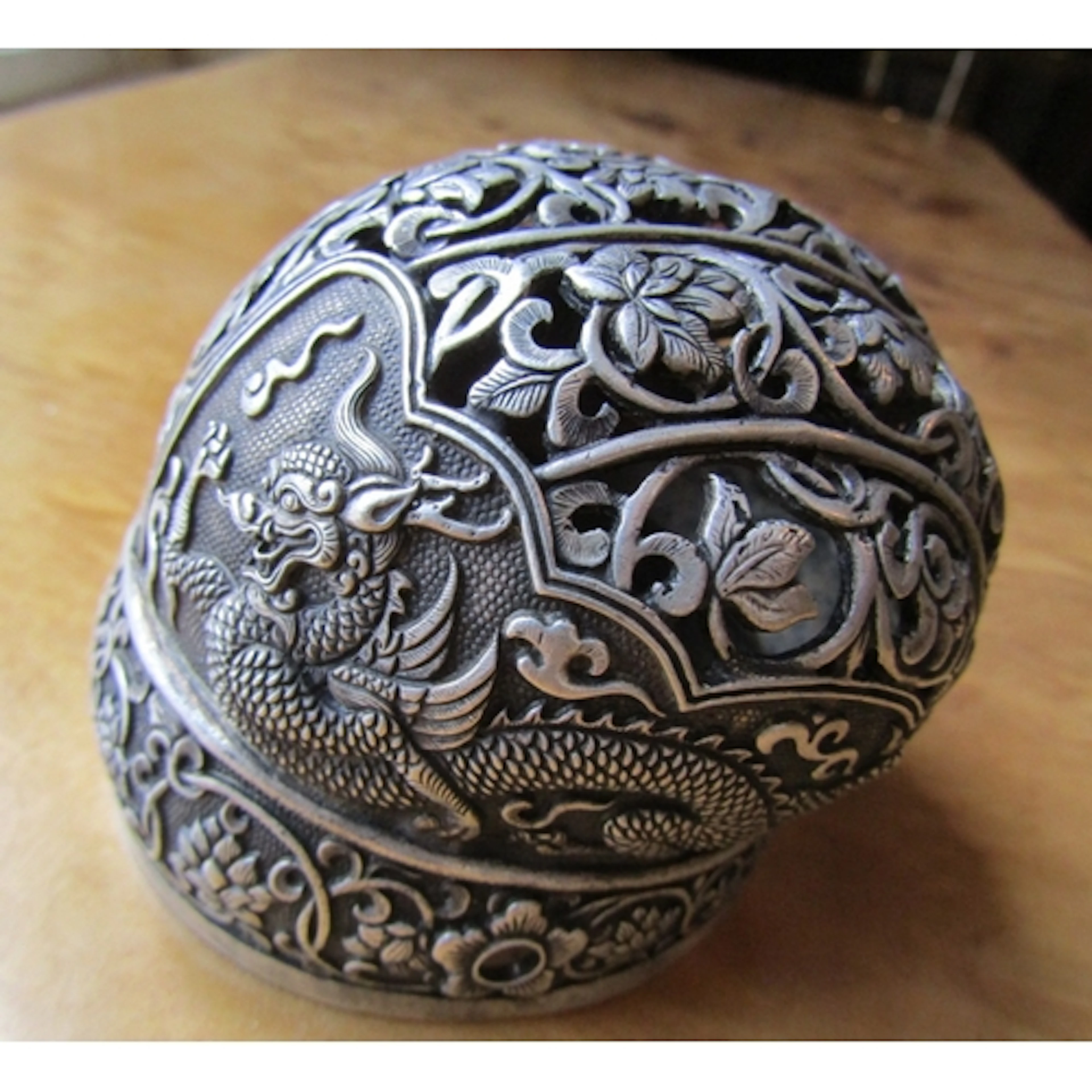 Eastern White Metal Ladies Hair Knot Cover Finely Detailed A...
