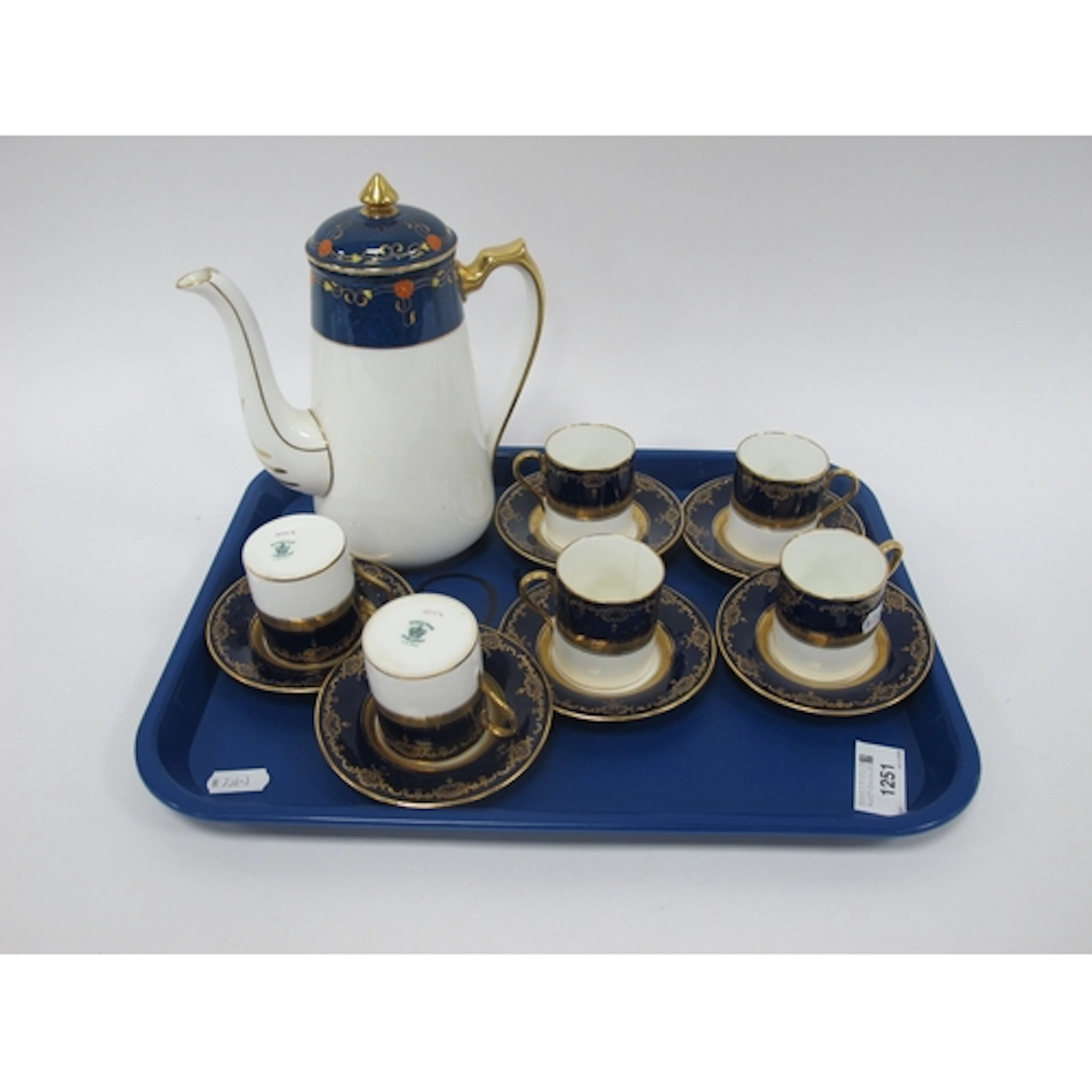 Edwardian Coalport fine bone china coffee service, in deep c...