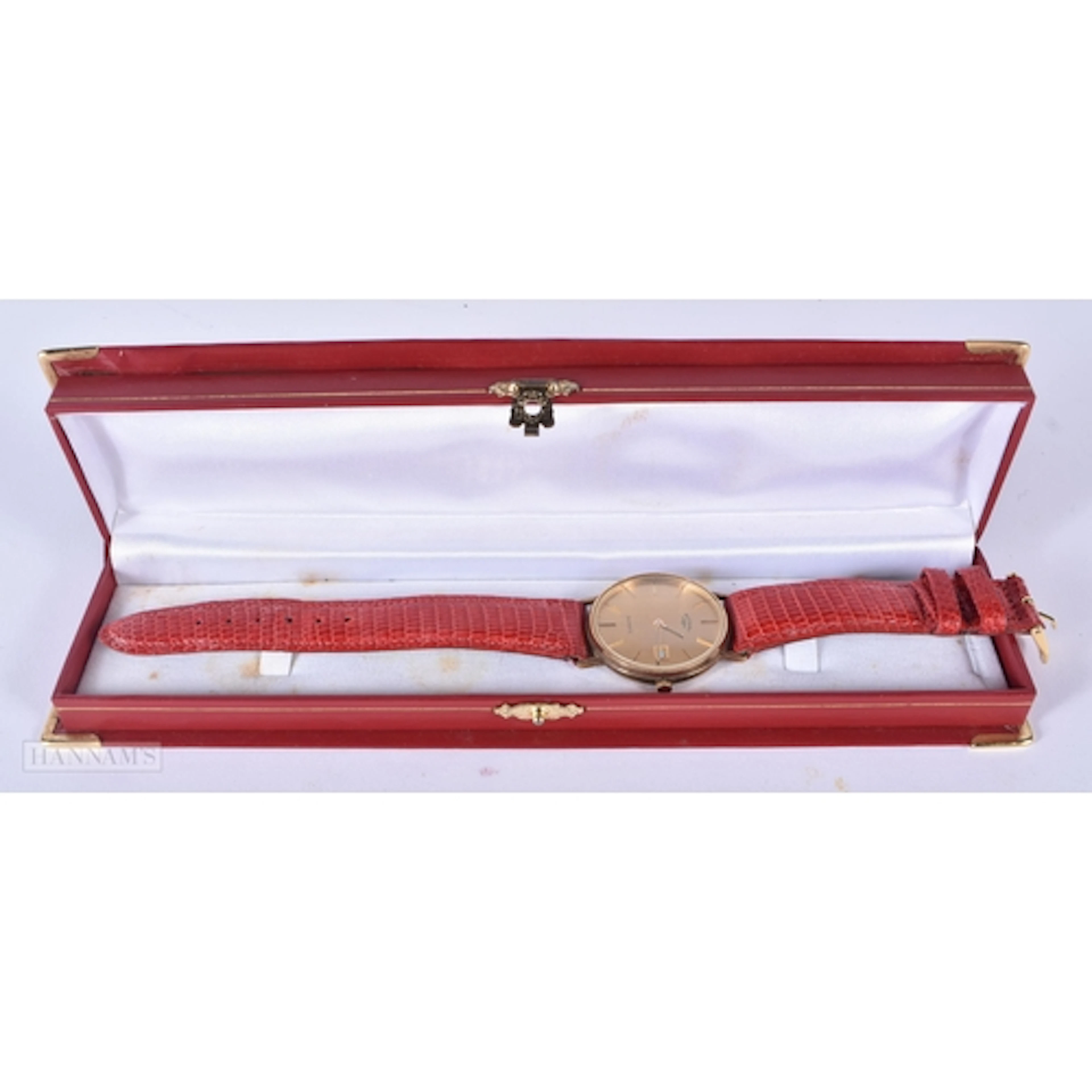 A Rotary wrist watch with a 9ct gold case engraved with a pr...