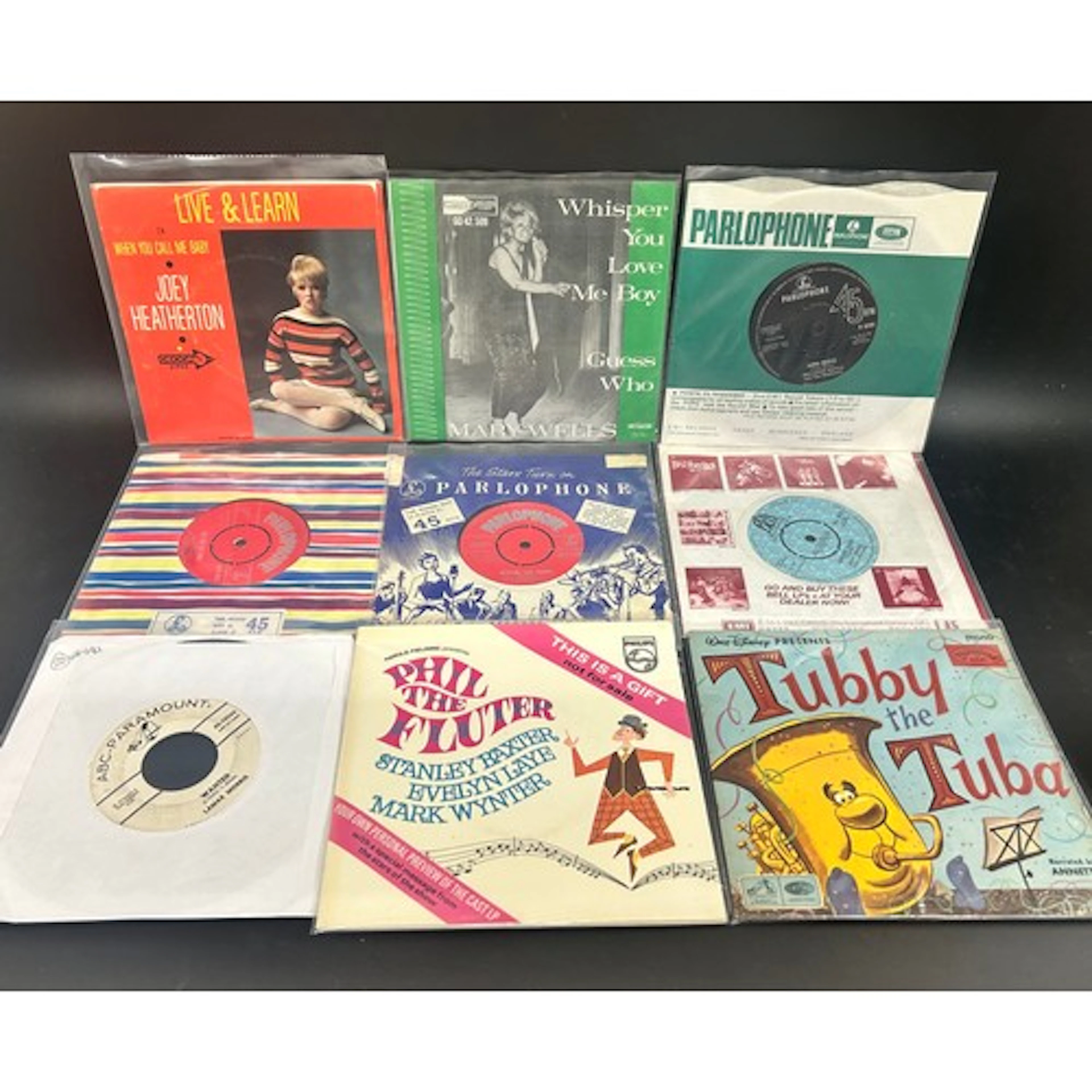 Collection of vinyl 45rpm singles to include Joey Heatherton...