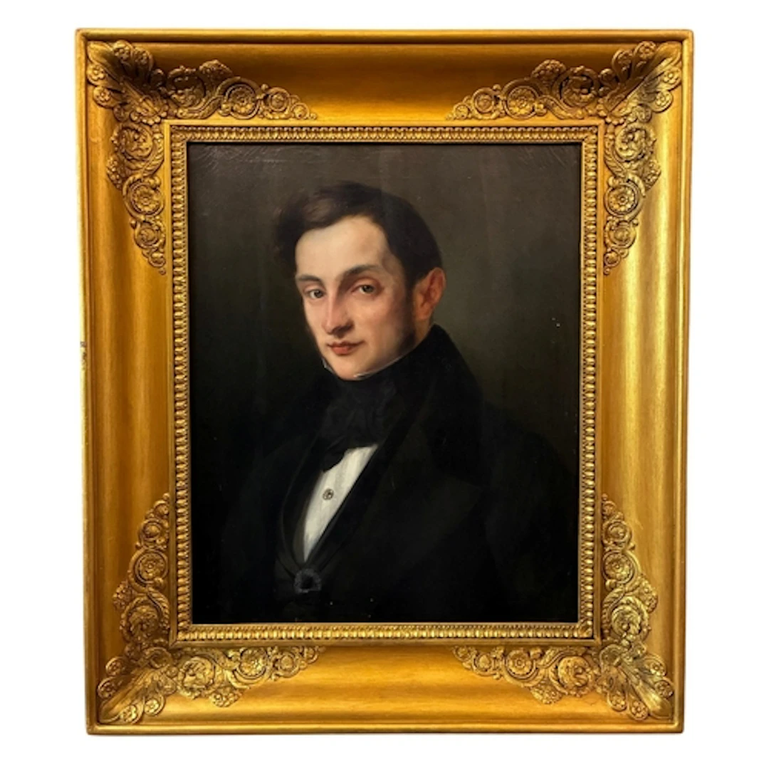 European School, 19th Century - Portrait of a young man wear...