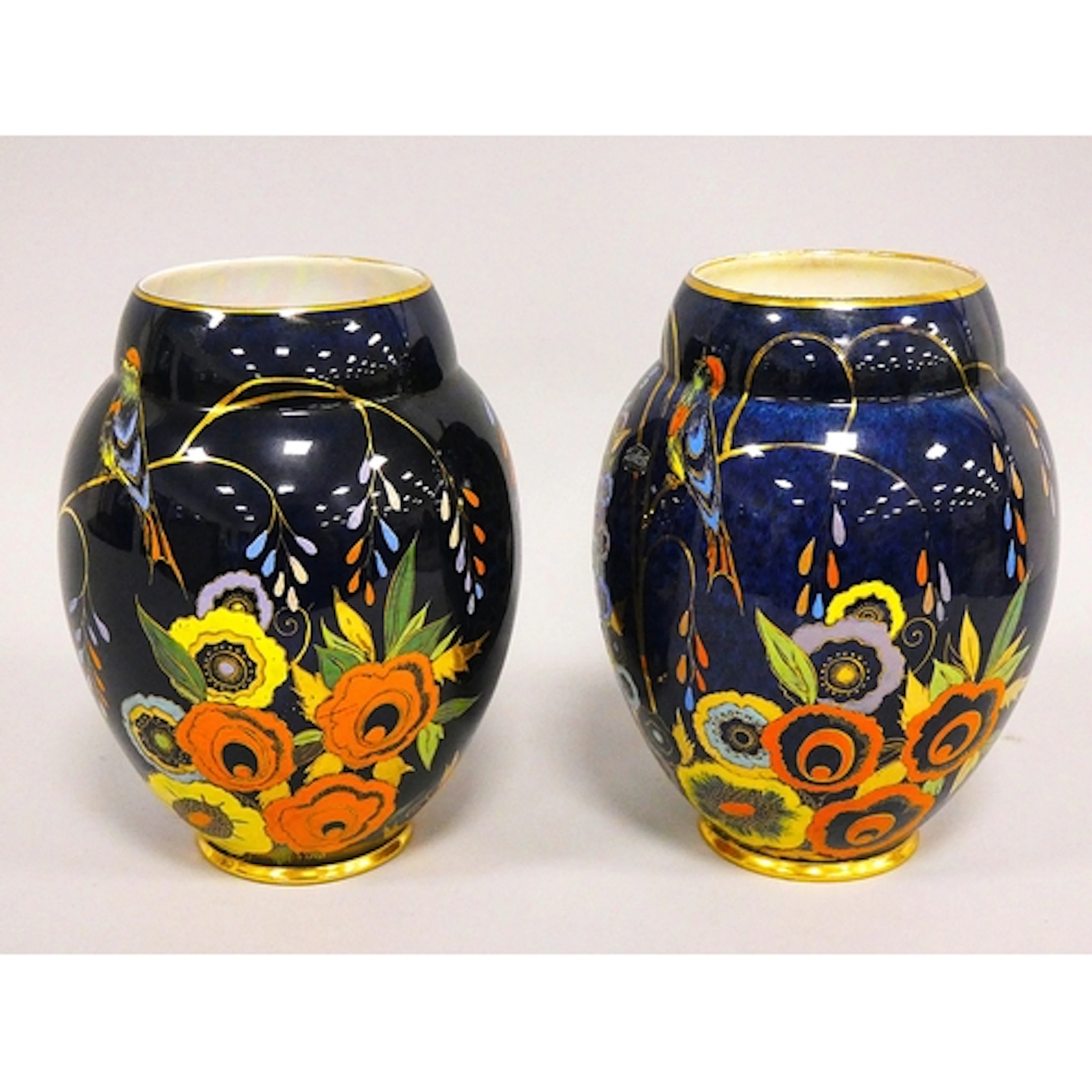 Near pair of Carlton Ware Art Deco porcelain vases in The Ni...