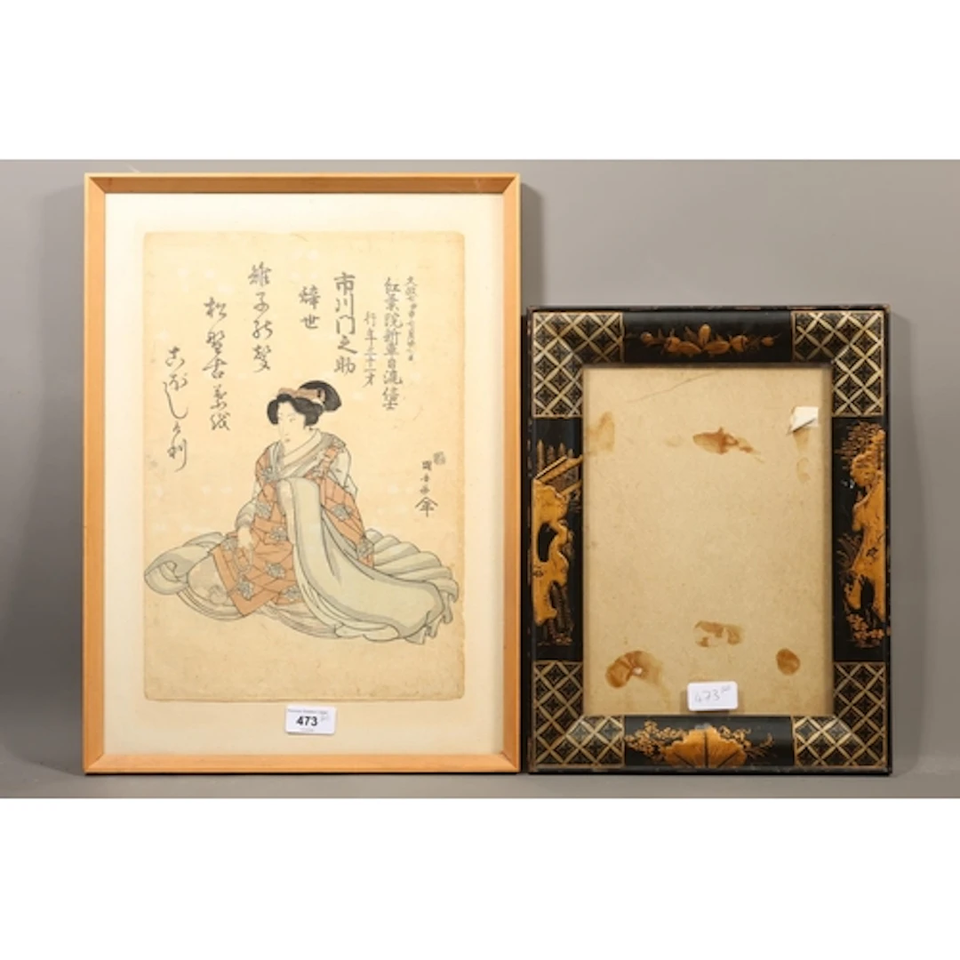 Japanese ukiyoe woodblock print of a kabuki actor (possibly ...