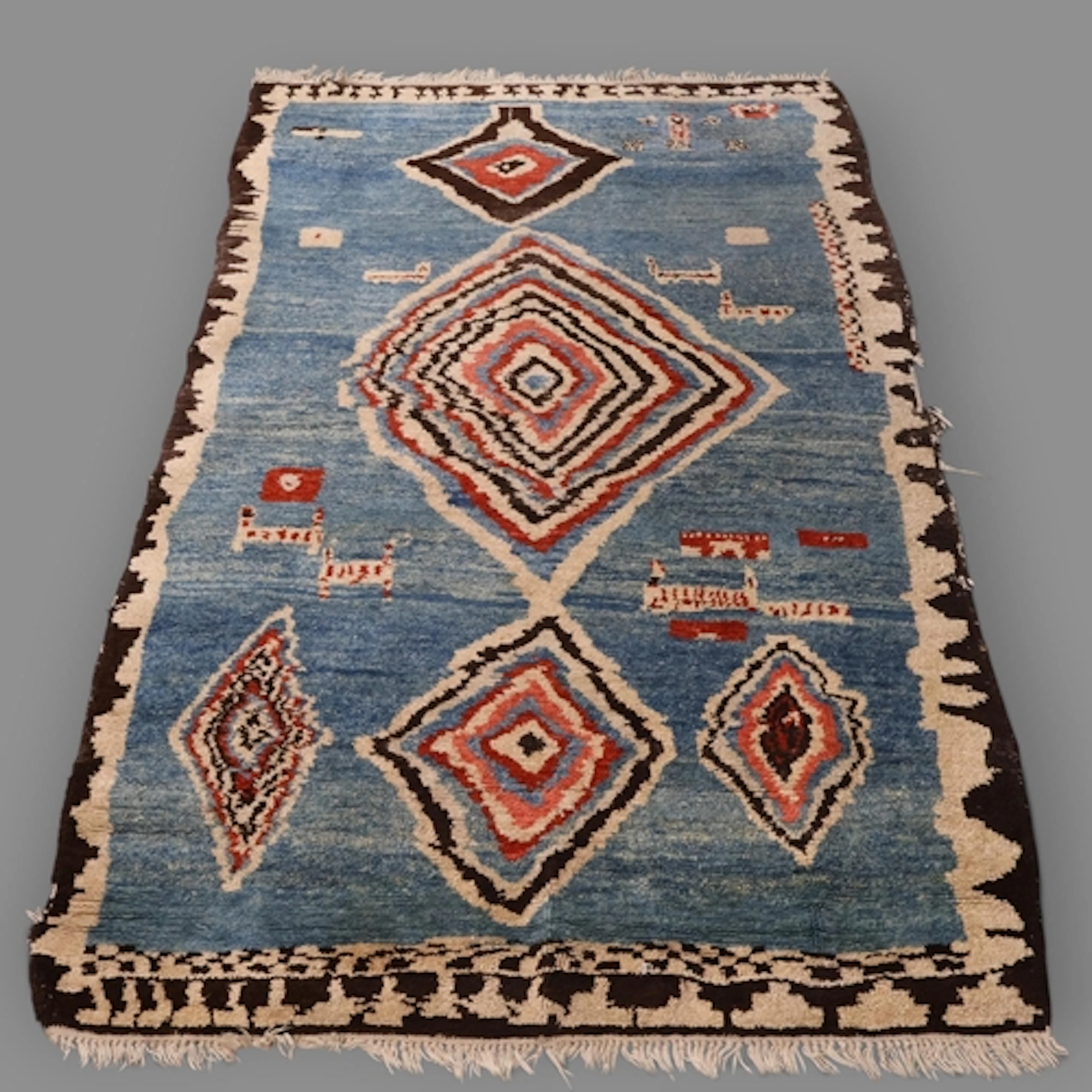 A blue-ground Moroccan Berber rug. L215cm, W137cm.