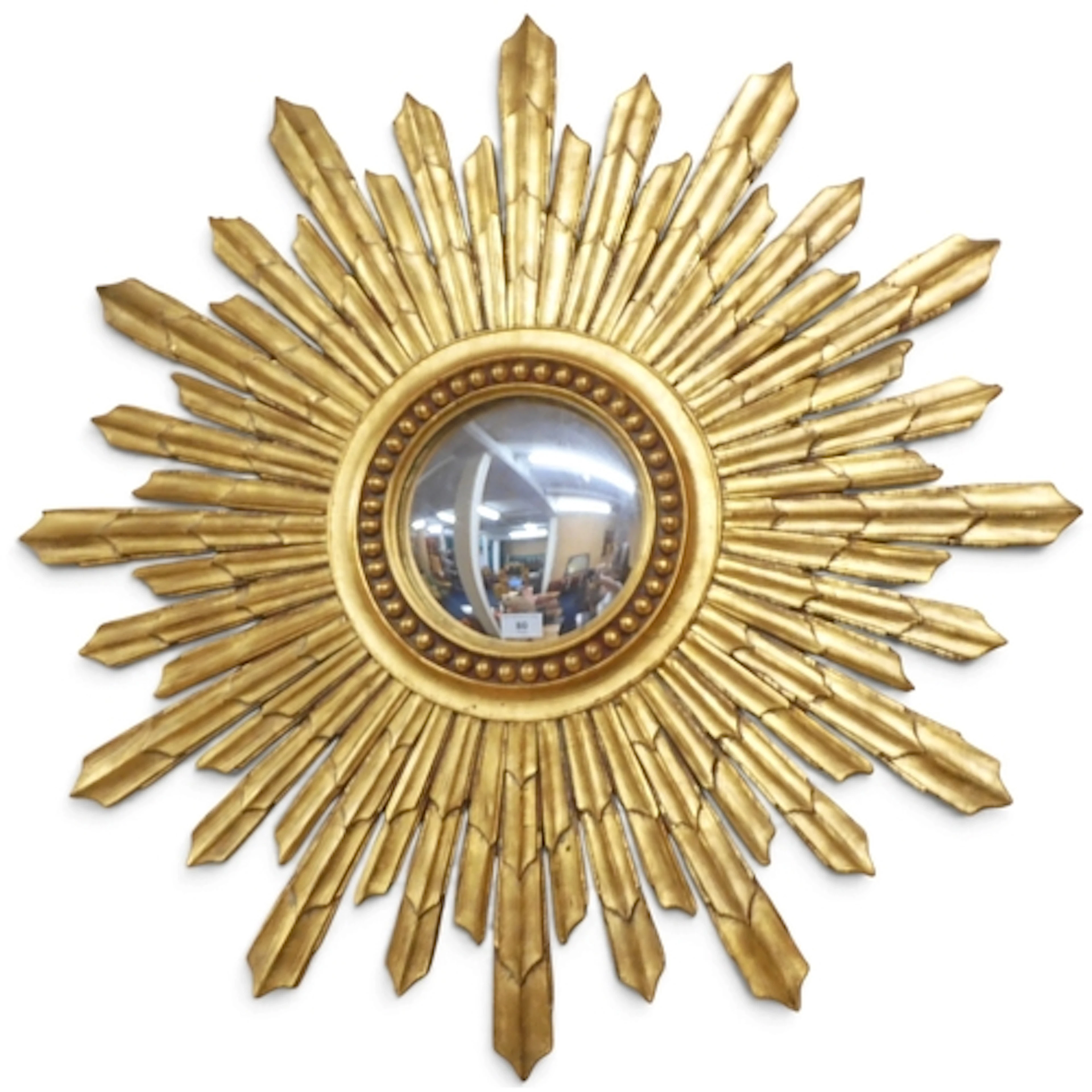A 20th century retro style gilt framed sunburst wall mirror ...