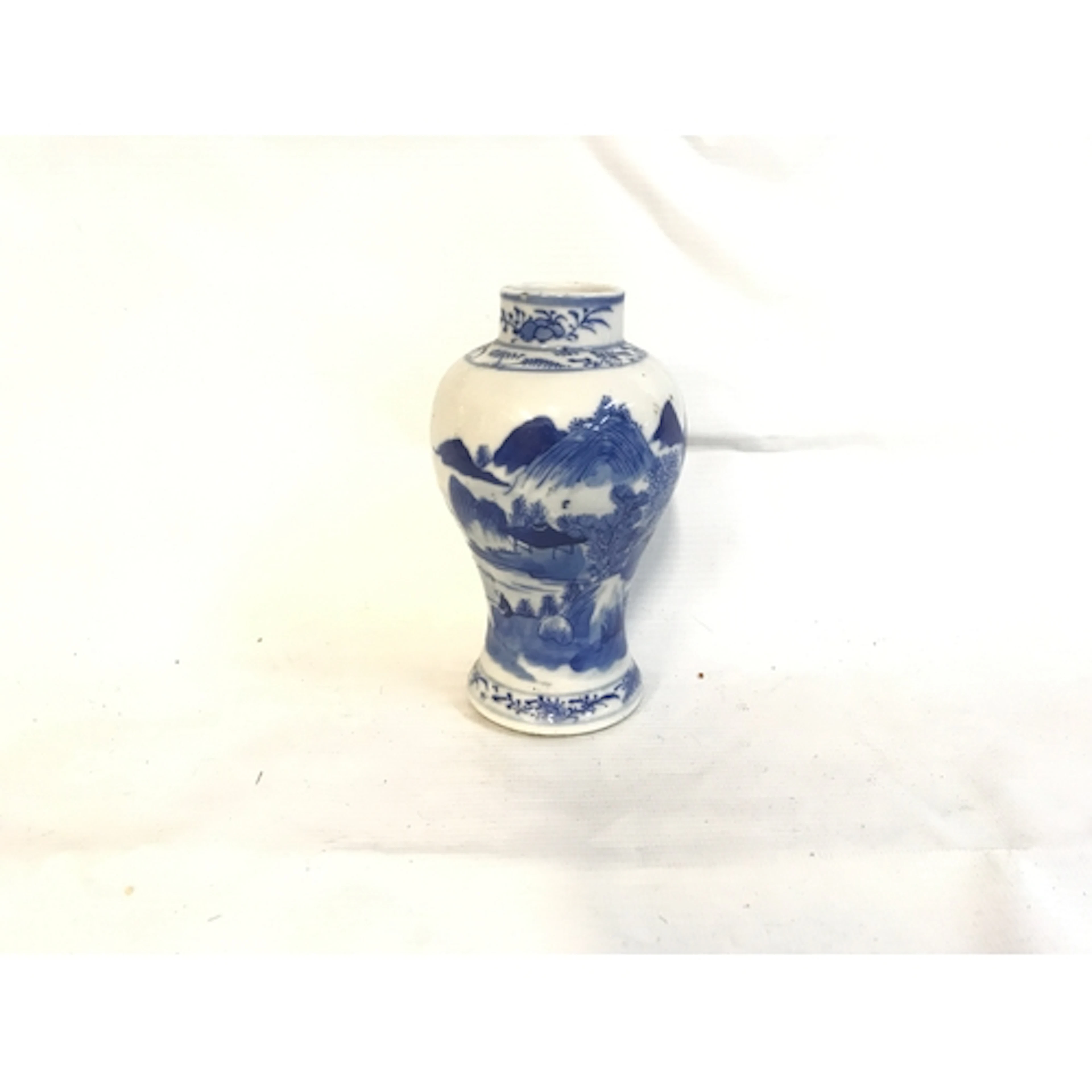 Chinese blue and white porcelain vase - landscape scene, kan...