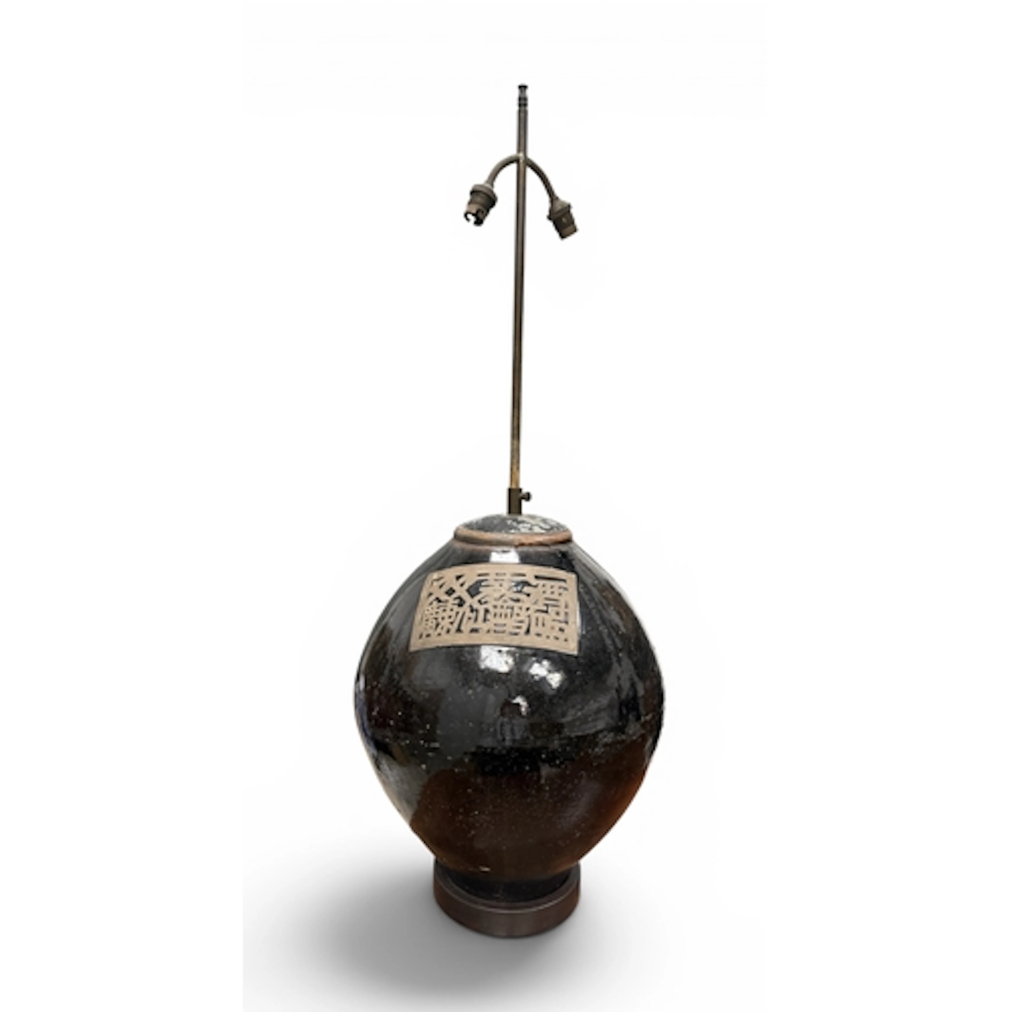A LARGE EAST ASIAN BALUSTER VASE, ADAPTED FOR A LAMP 88 cm H...