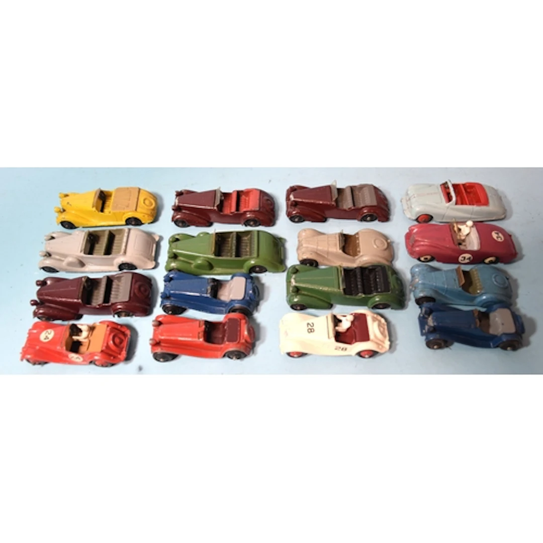 Dinky Toys, sixteen 1940's/50's sports cars, (all unboxed), ...