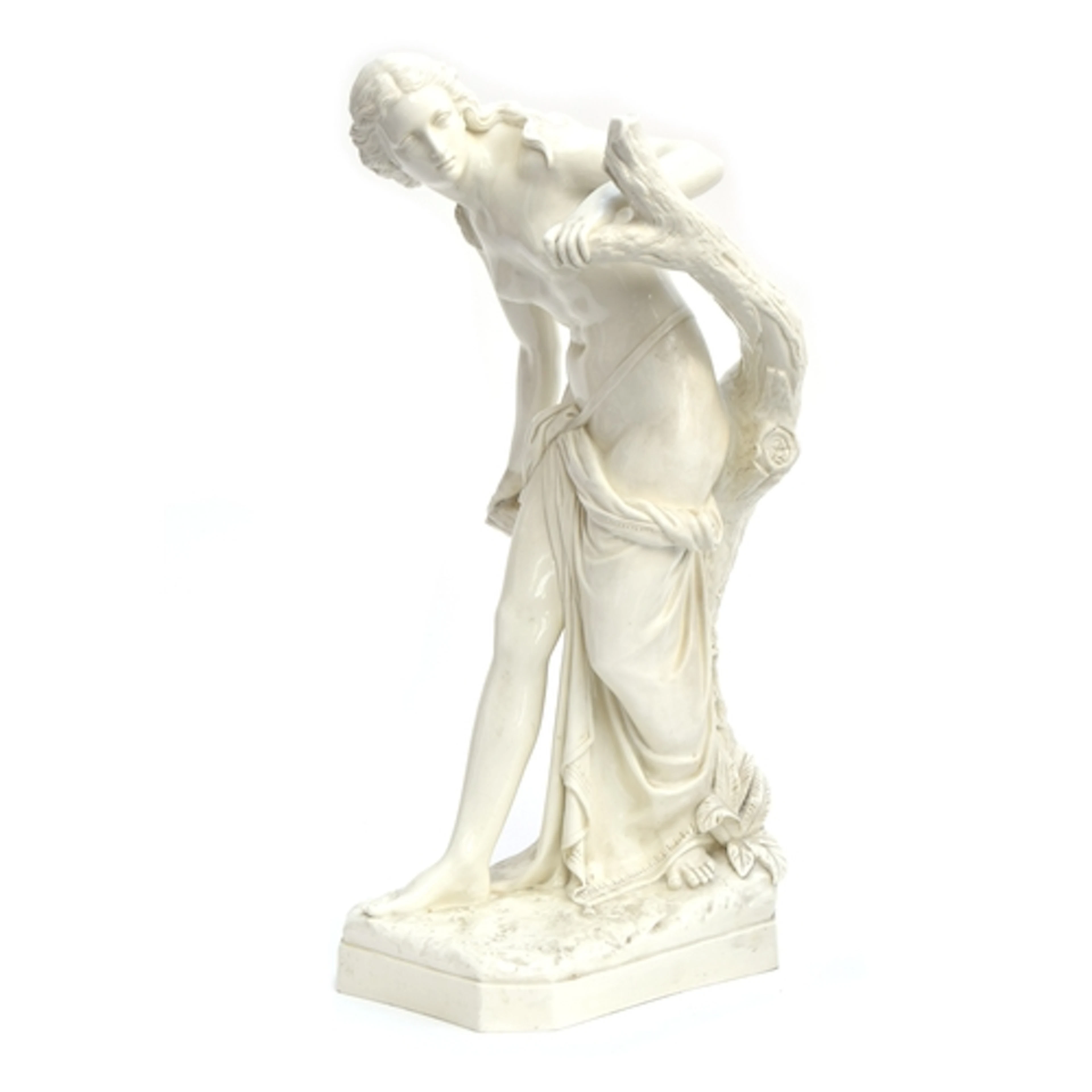 A large Royal Worcester parian figure, 'The Bather Surprised...