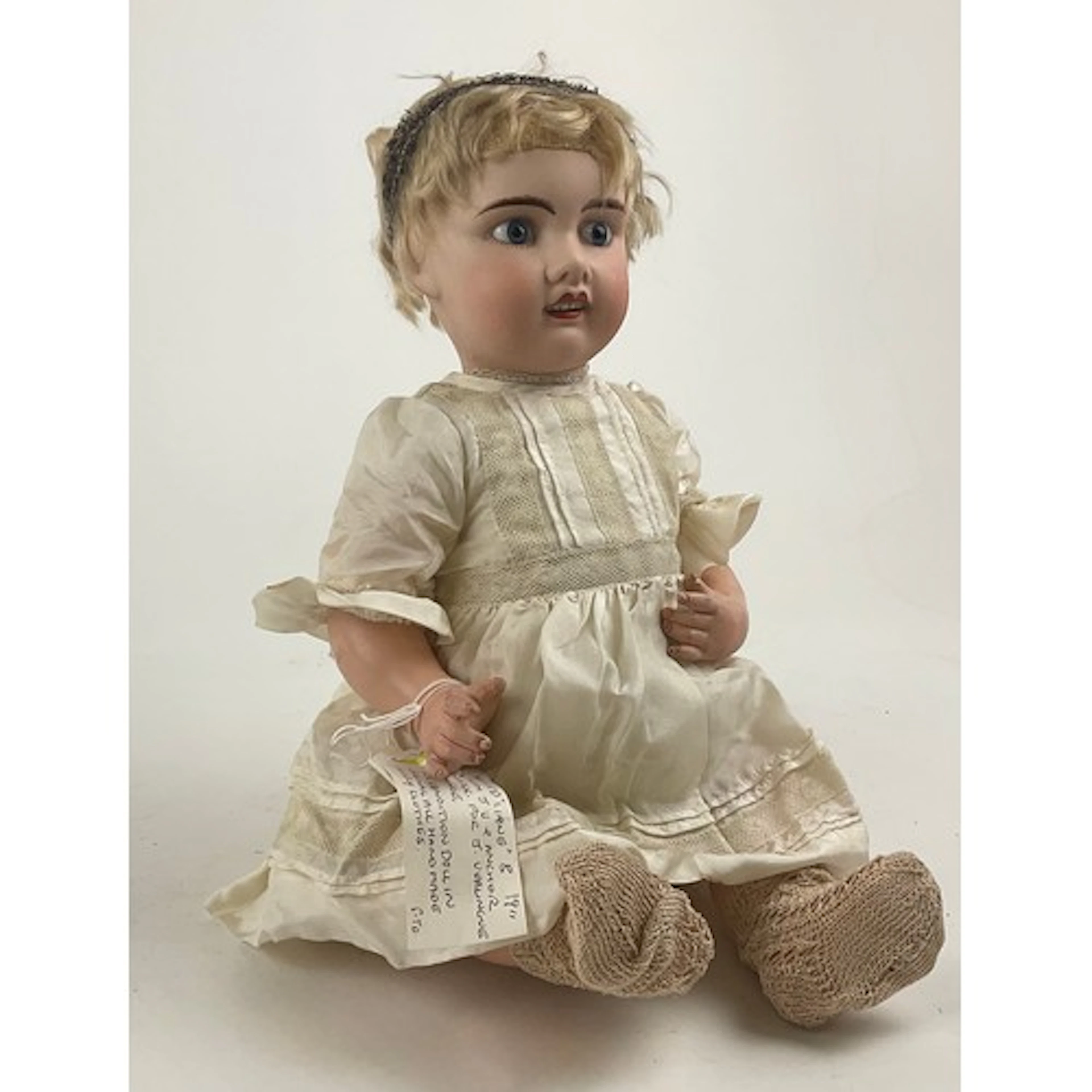 A Jules Verlingue (France) bisque head and painted bent limb...