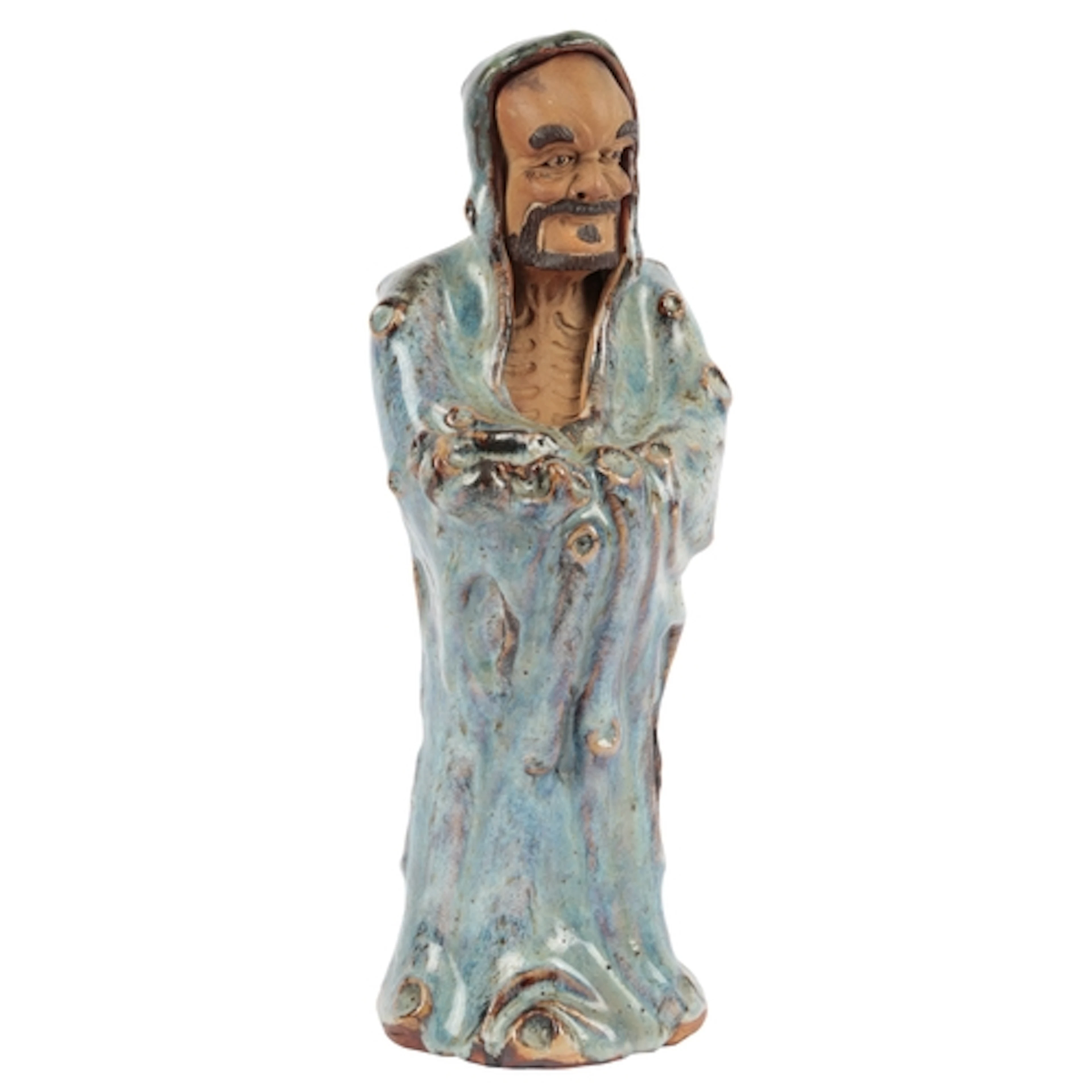 A large Chinese Shiwan pottery figure of a Bodhidharma, late...