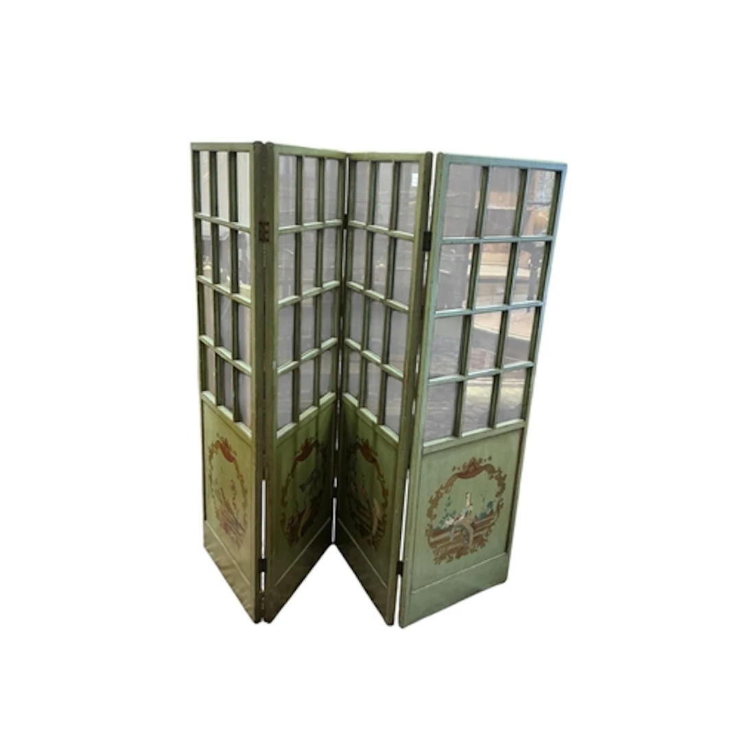 An early 20th century painted wood and panelled glass four-f...
