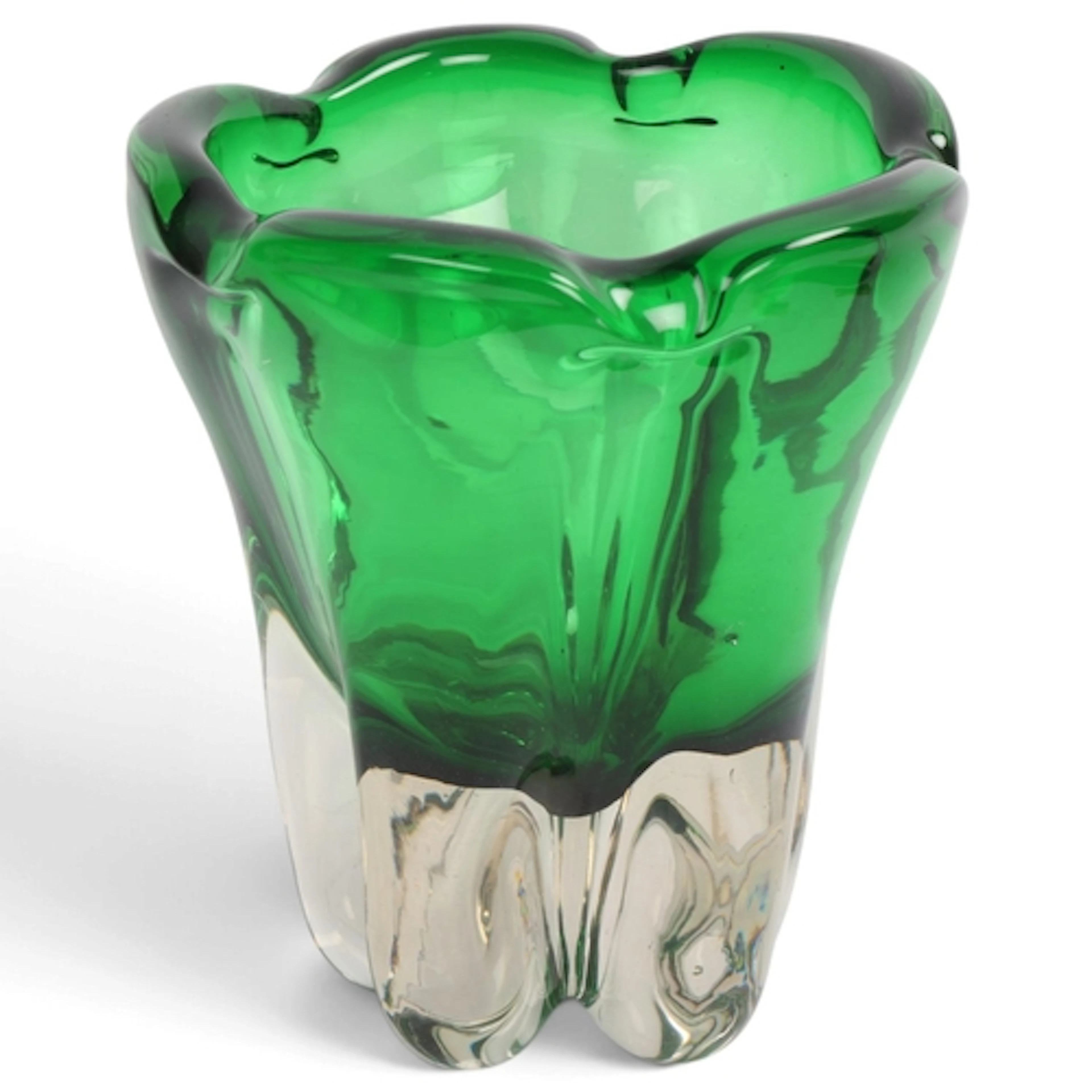 A large Whitefriars Green glass Molar vase, height 18cm