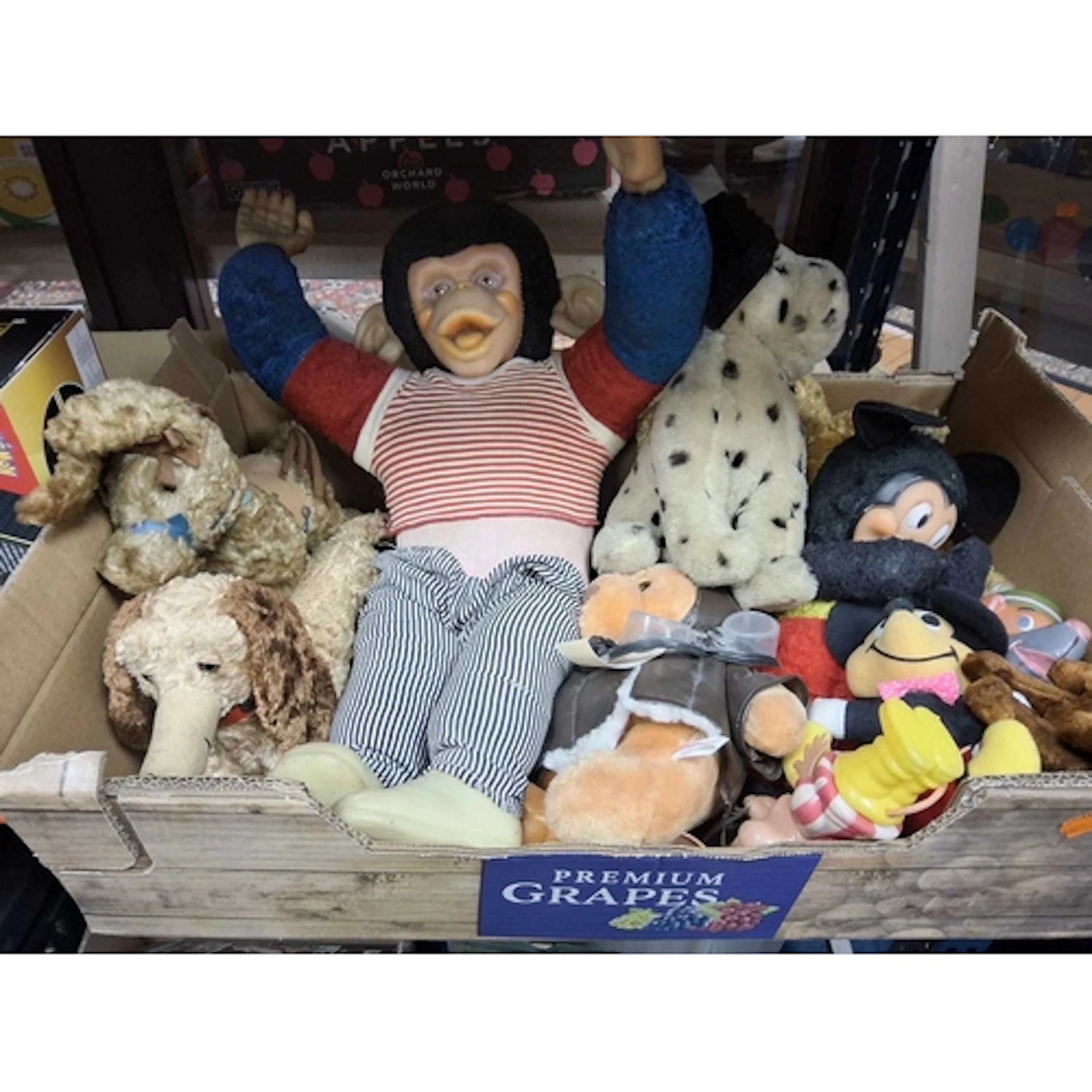ONE BOX OF VINTAGE TOYS to include a mid century Mickey Mous...