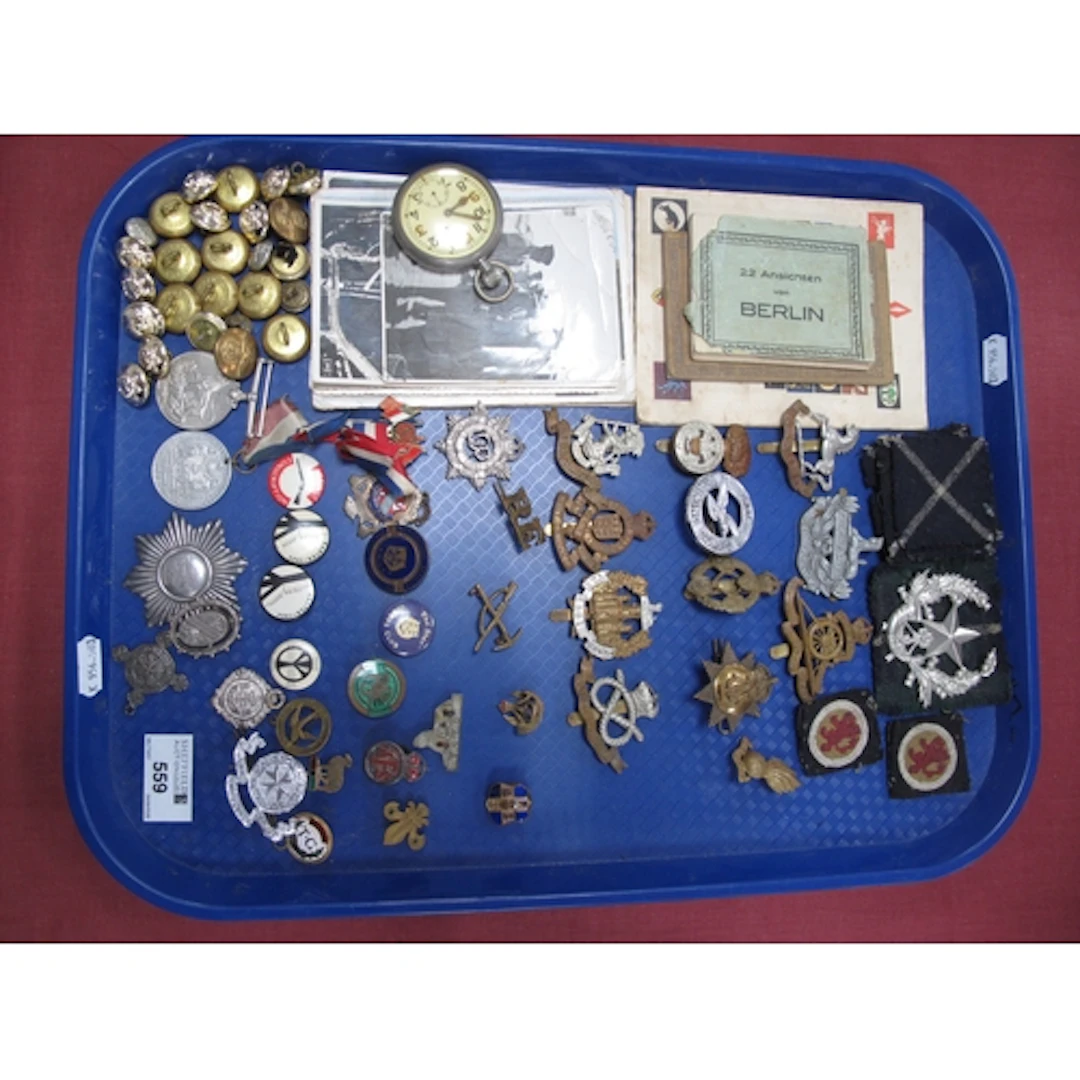 WWII British Army Cap Badges, including Gloucestershire Regi...