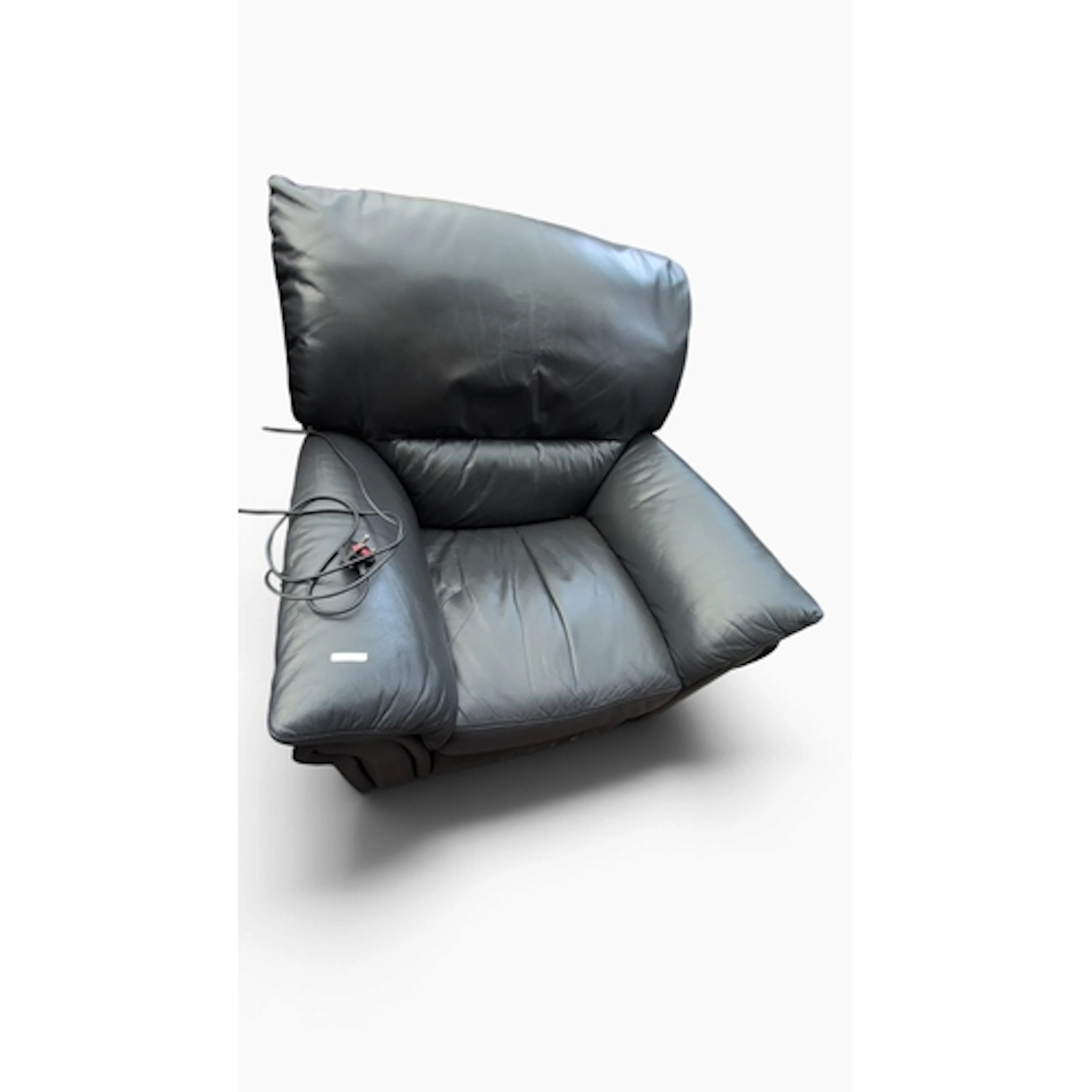Black-grey electric reclining leather-upholstered armchair w...