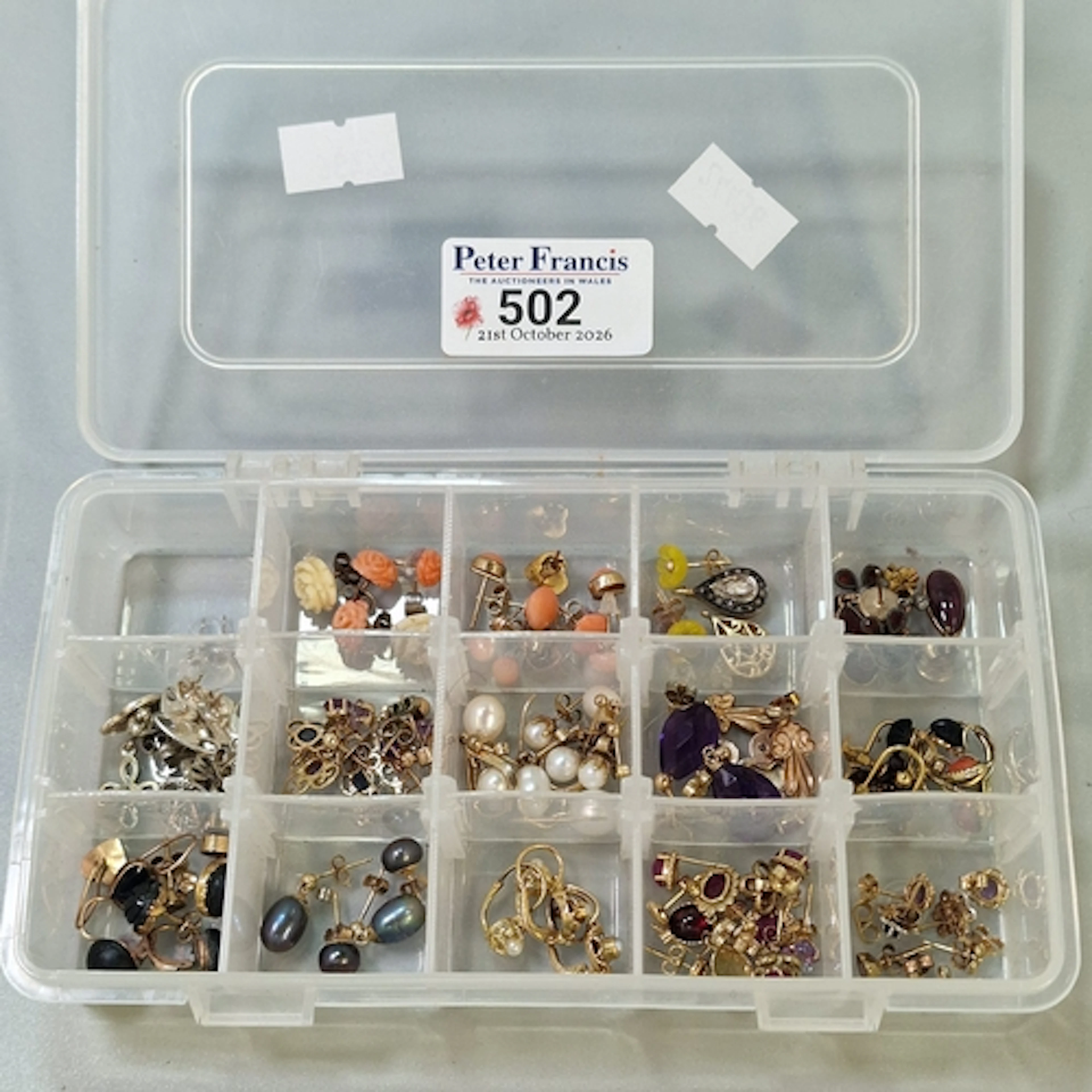 Large collection of 9ct gold and other earrings, to include:...