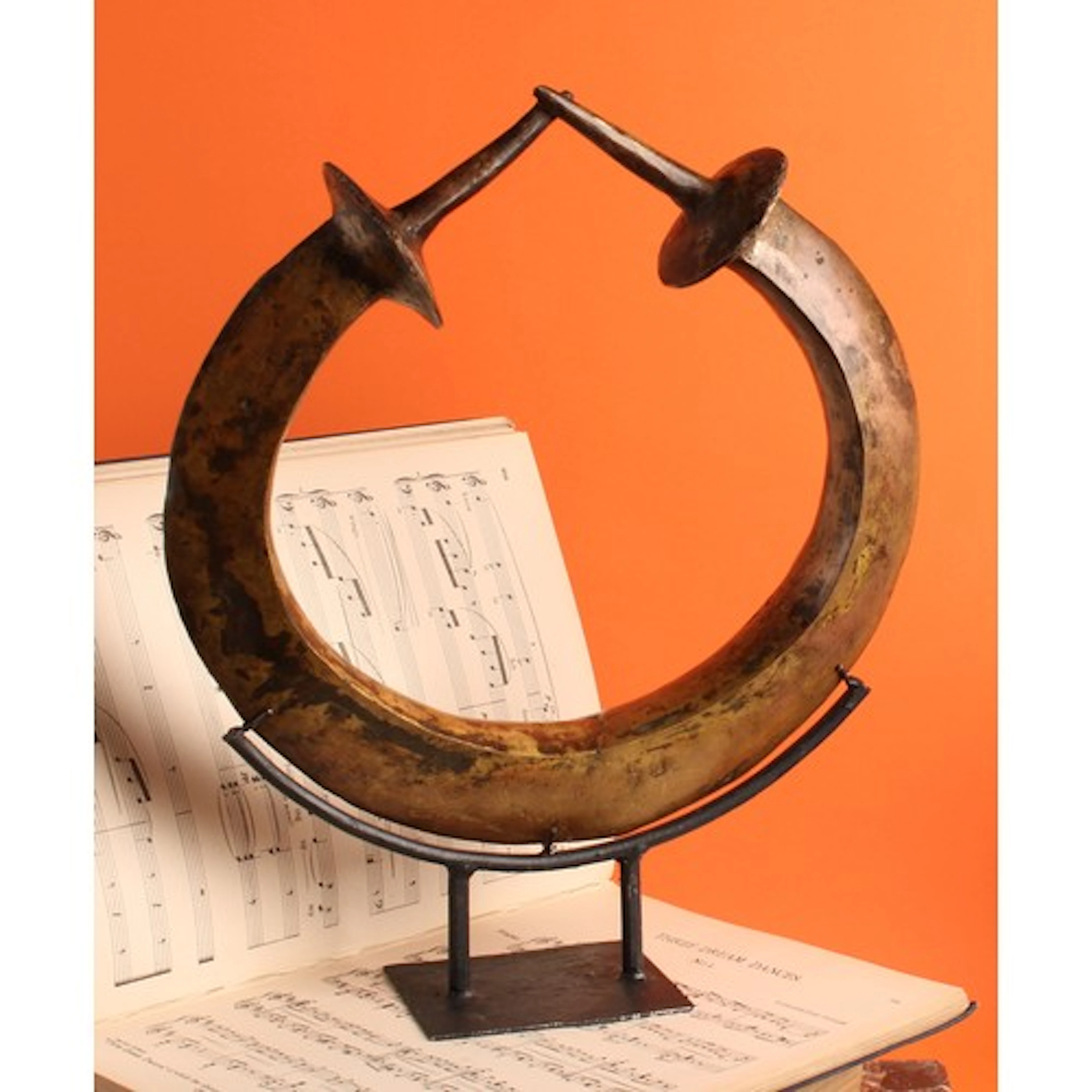 Tribal Art - a Yoruba bronzed metal torque or manilla, Niger...